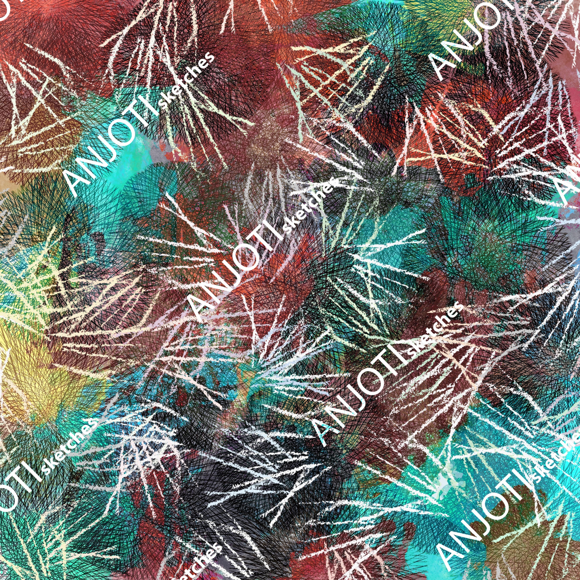 ANJOTI_SKETCHES_474_Multicolor Floral Geometric Abstract Wall Art to Enhance Your Decor