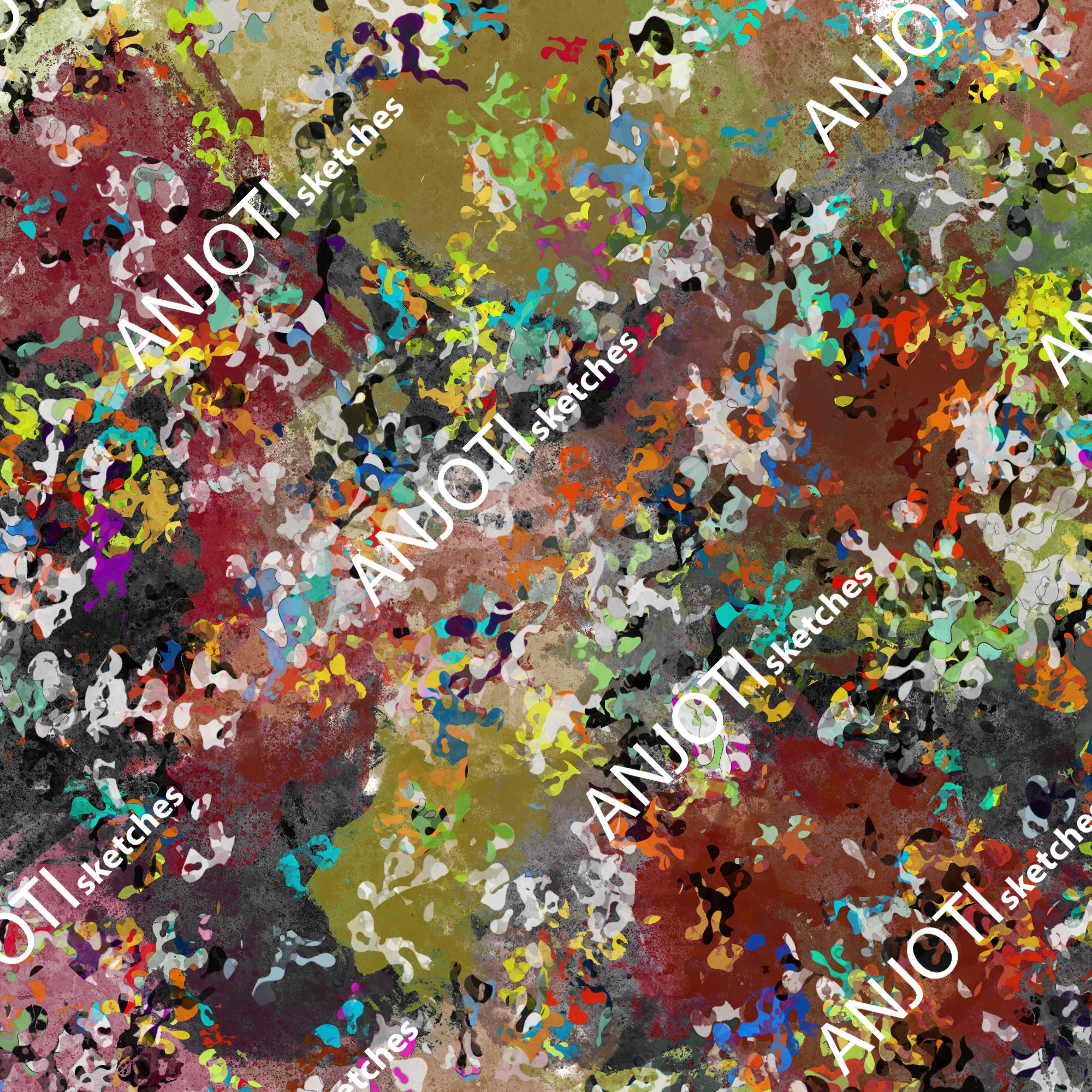 ANJOTI_SKETCHES_481_Floral and Geometric Abstract Wall Art with Bright Multicolor Texture Effects