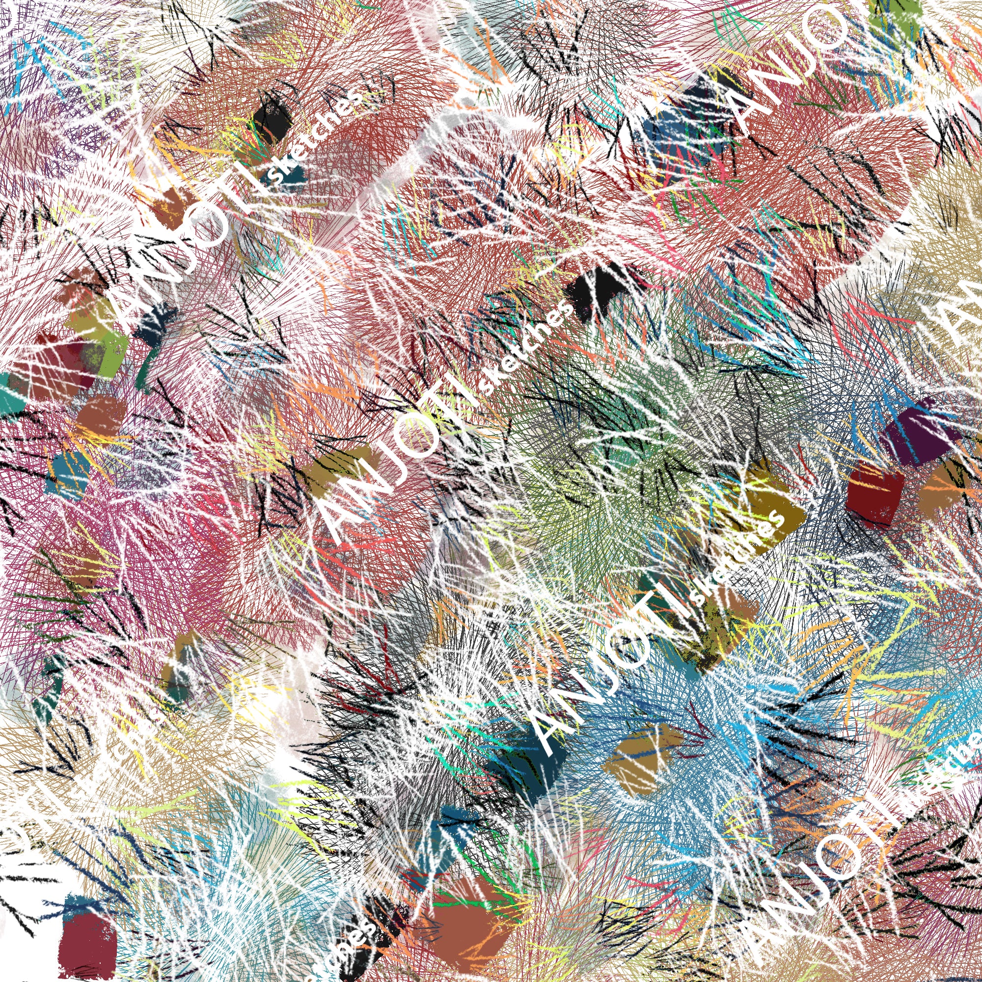 ANJOTI_SKETCHES_491_Multicolor Floral Geometric Texture Backgrounds in Abstract Wall Art