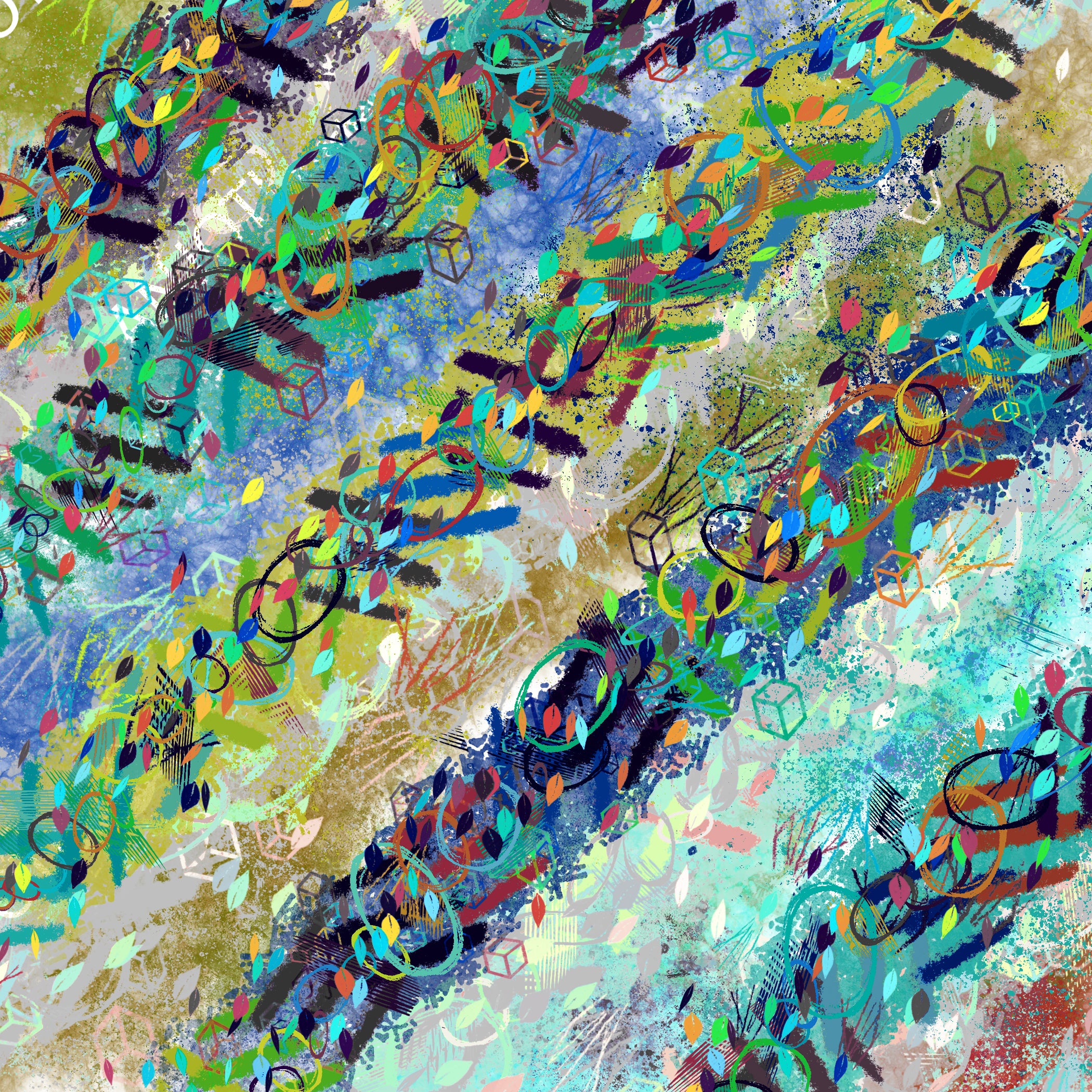 ANJOTI_SKETCHES_497_Floral Geometric Abstract Wall Art with Beautiful Multicolor Texture Backgrounds