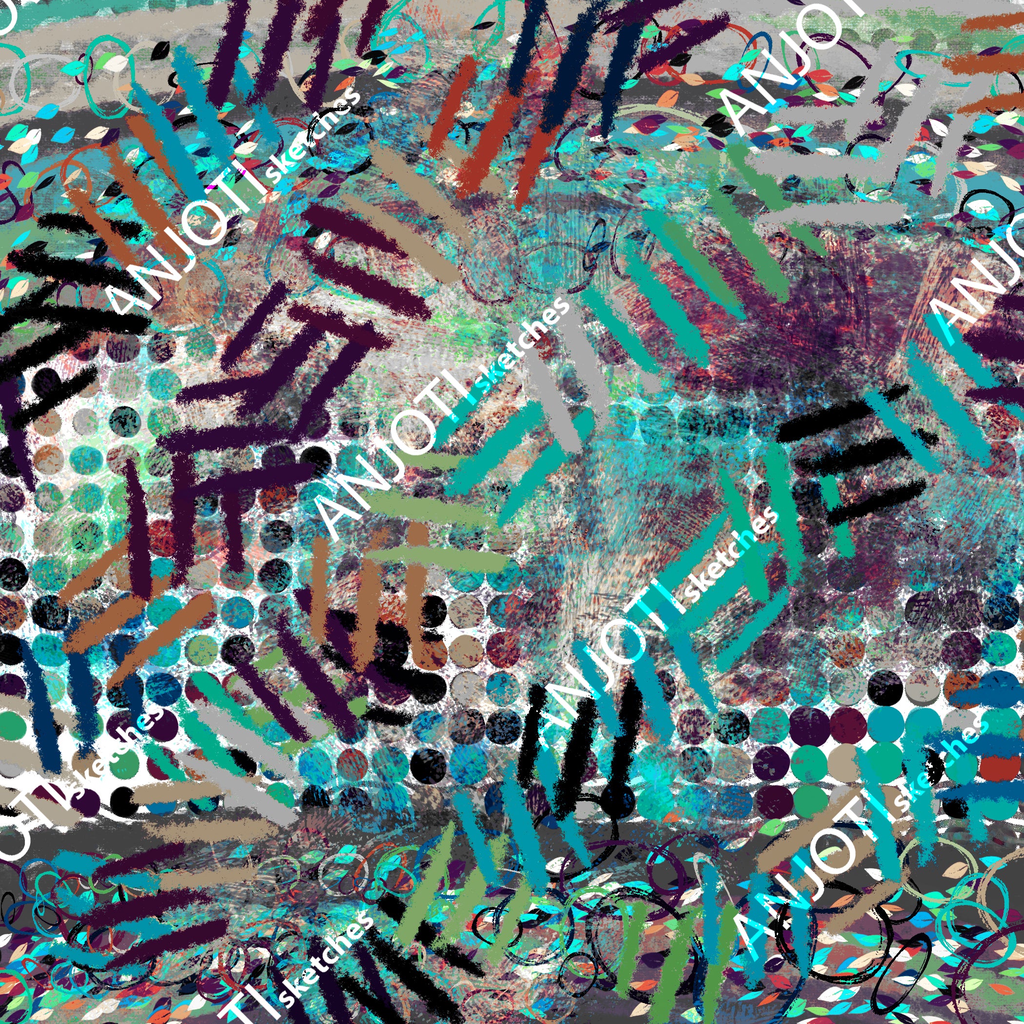 ANJOTI_SKETCHES_498_Multicolor Texture Background Abstract Wall Art in Floral Geometric Designs