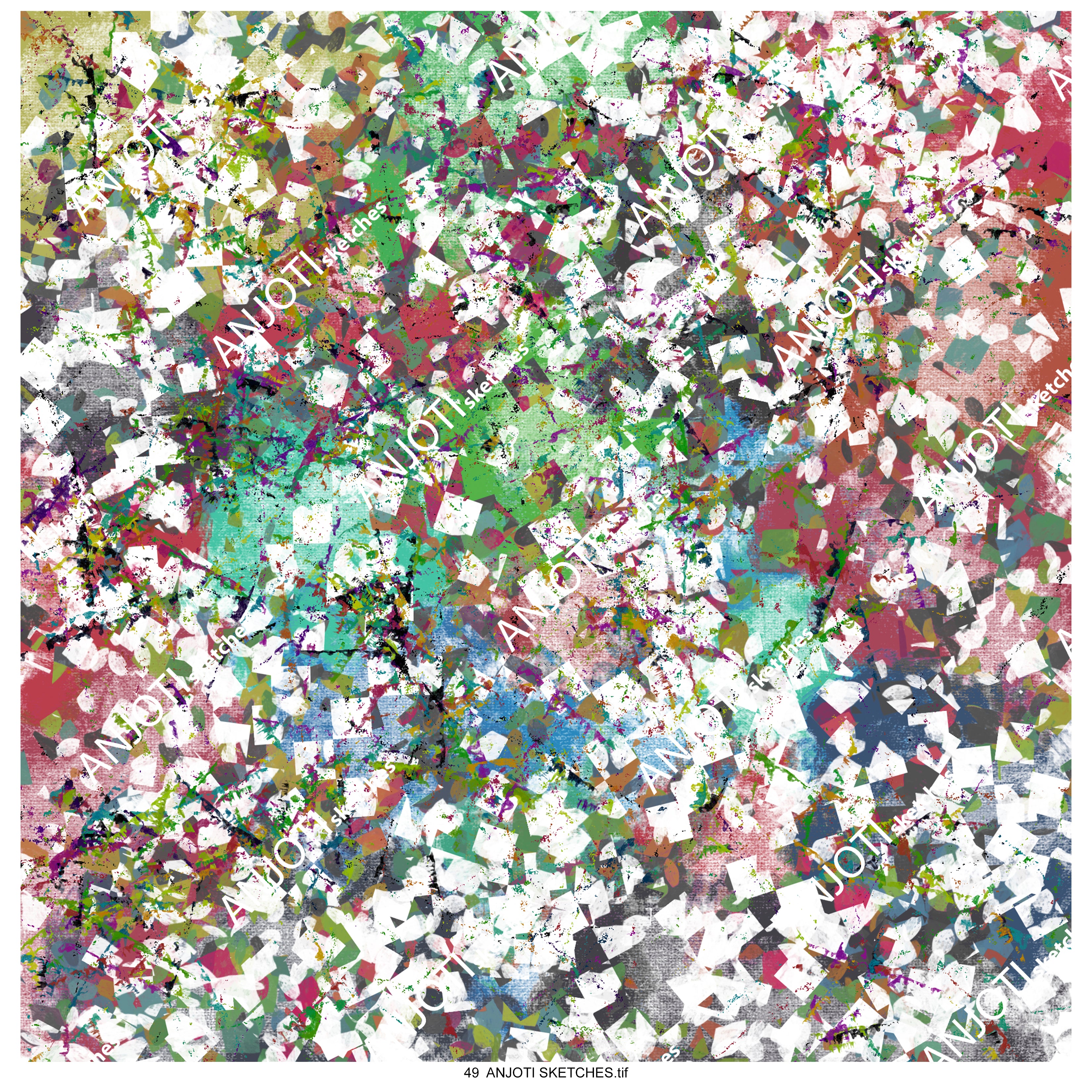 ANJOTI SKETCHES 49 Abstract Wall Art with Vibrant Multicolor Texture Background Effects