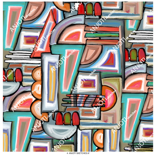 ANJOTI SKETCHES 04 Modern Abstract Wall Art for Home Decor Featuring Multicolor Texture Background Effects
