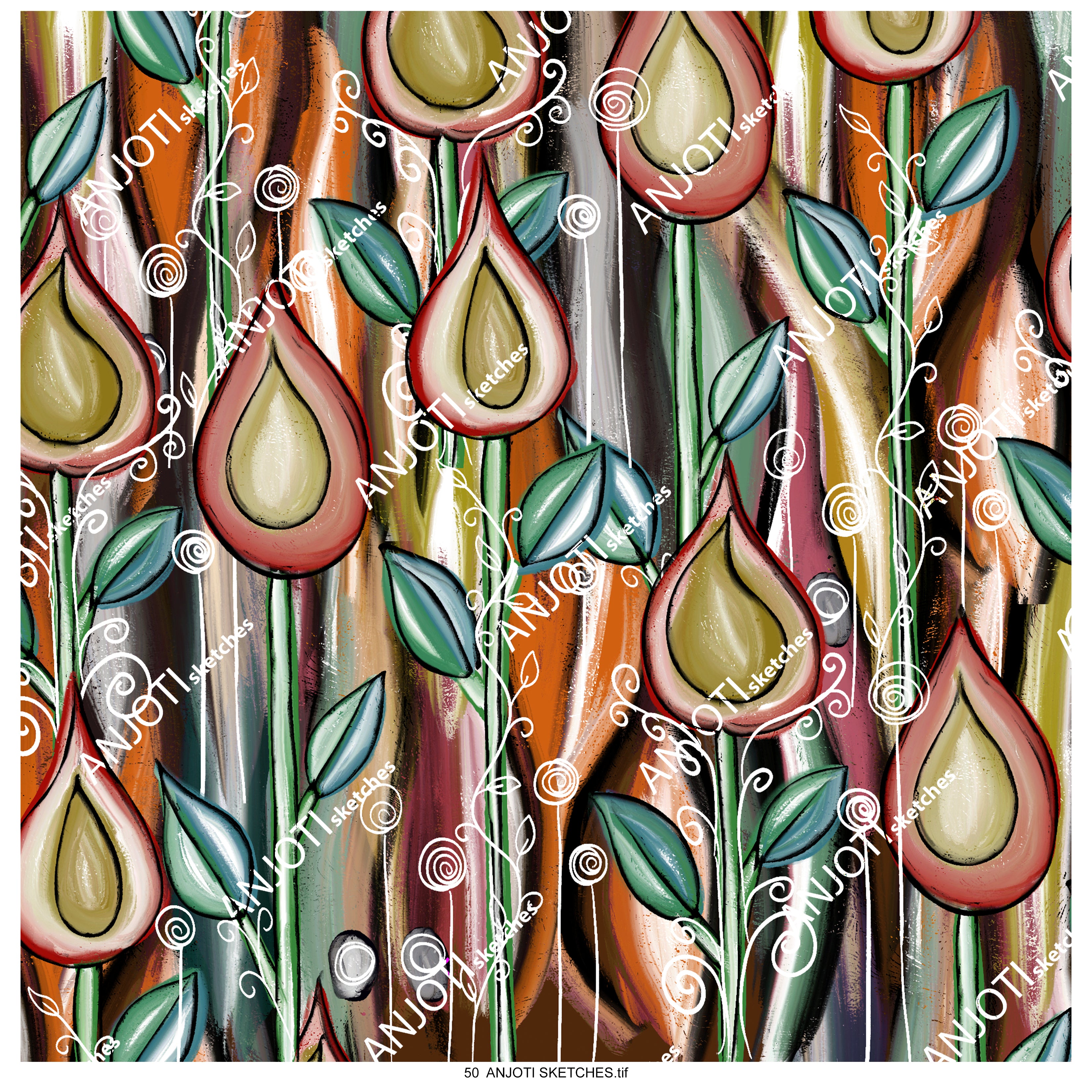 ANJOTI SKETCHES 50 Brighten Any Space with Abstract Wall Art in Multicolor Texture Effect Backgrounds