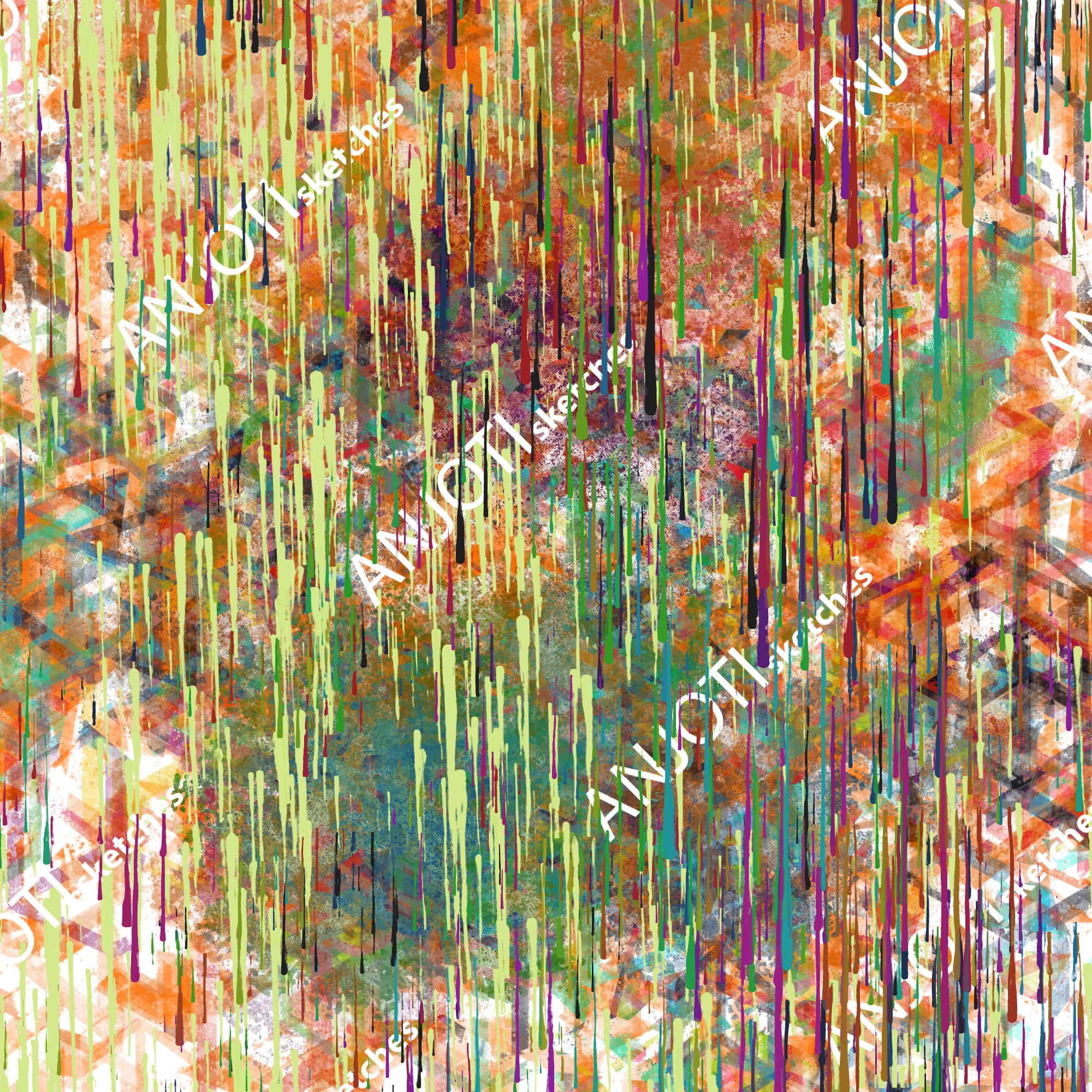 ANJOTI_SKETCHES_552_Discover Unique Floral Abstract Wall Art with Multicolor Geometric Texture Backgrounds