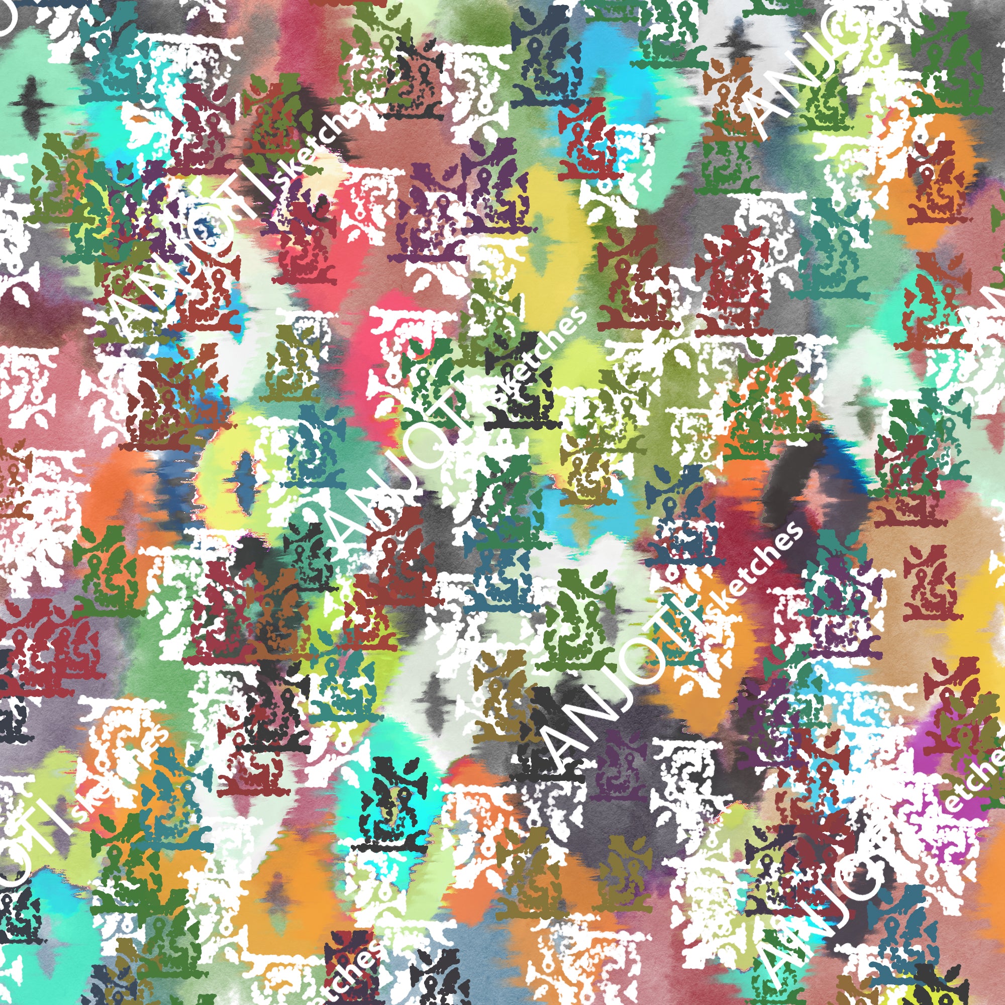 ANJOTI_SKETCHES_559_Multicolor Texture Backgrounds in Abstract Floral and Geometric Wall Art
