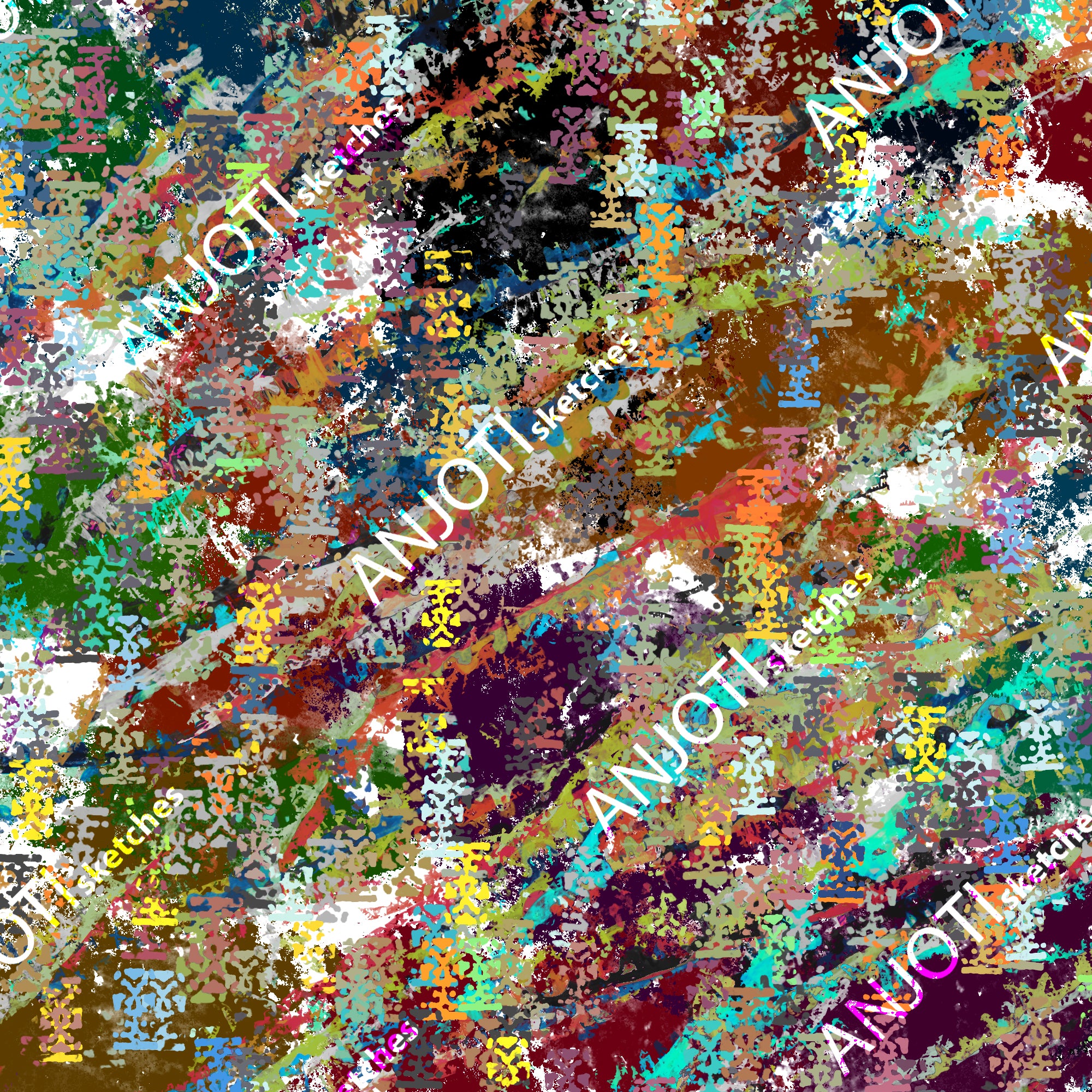 ANJOTI_SKETCHES_561_Bold Multicolor Texture Effects in Floral and Geometric Abstract Wall Art Designs