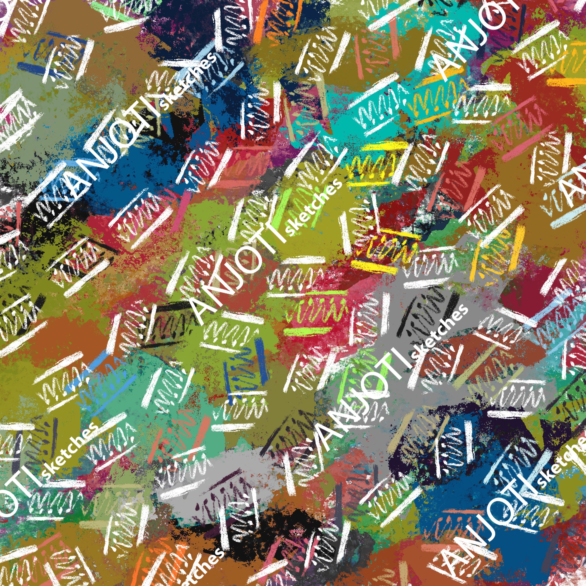 ANJOTI_SKETCHES_562_Multicolor Floral Geometric Abstract Wall Art for a Unique Texture Background