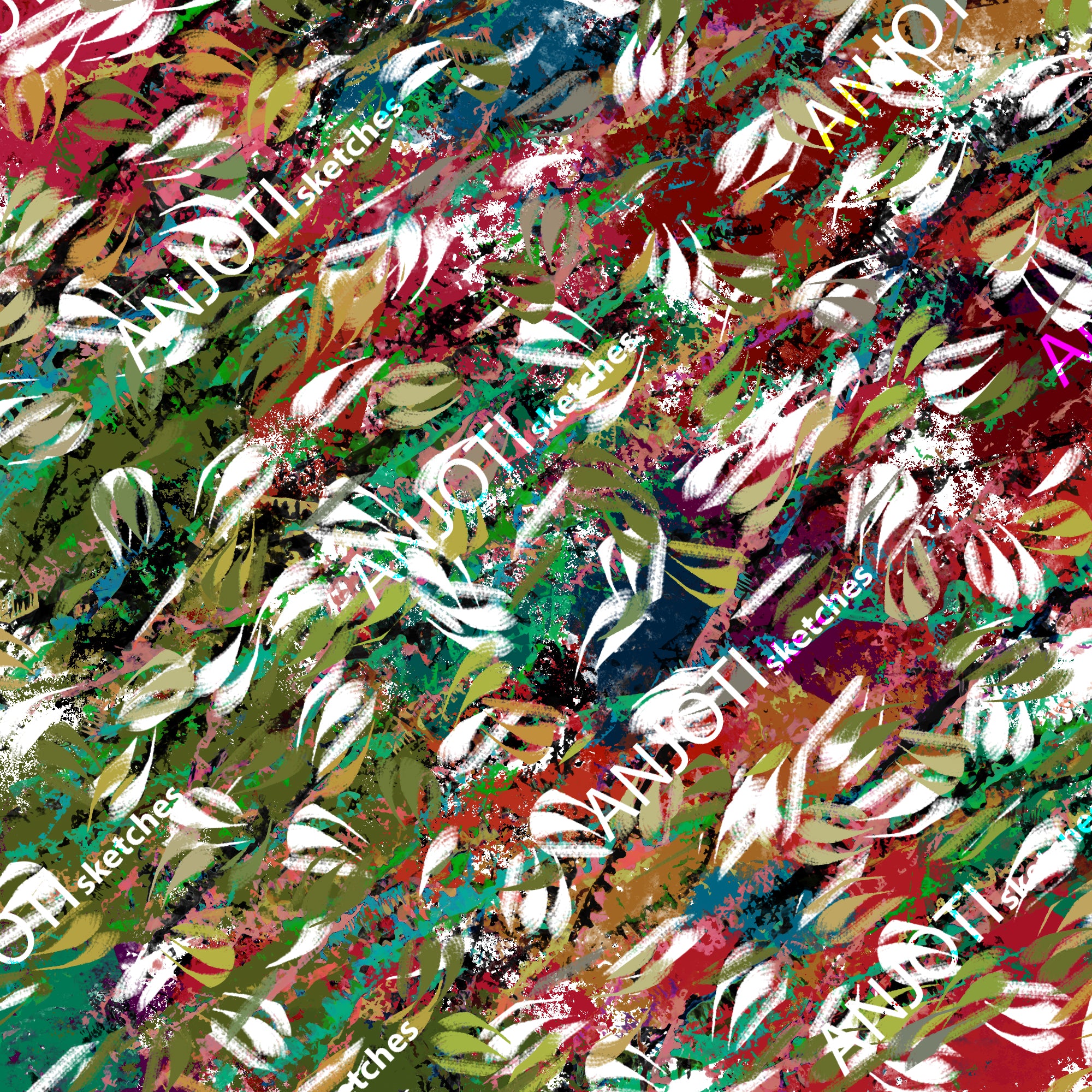 ANJOTI_SKETCHES_565_Abstract Wall Art with Floral Geometric Multicolor Texture Backgrounds for Home