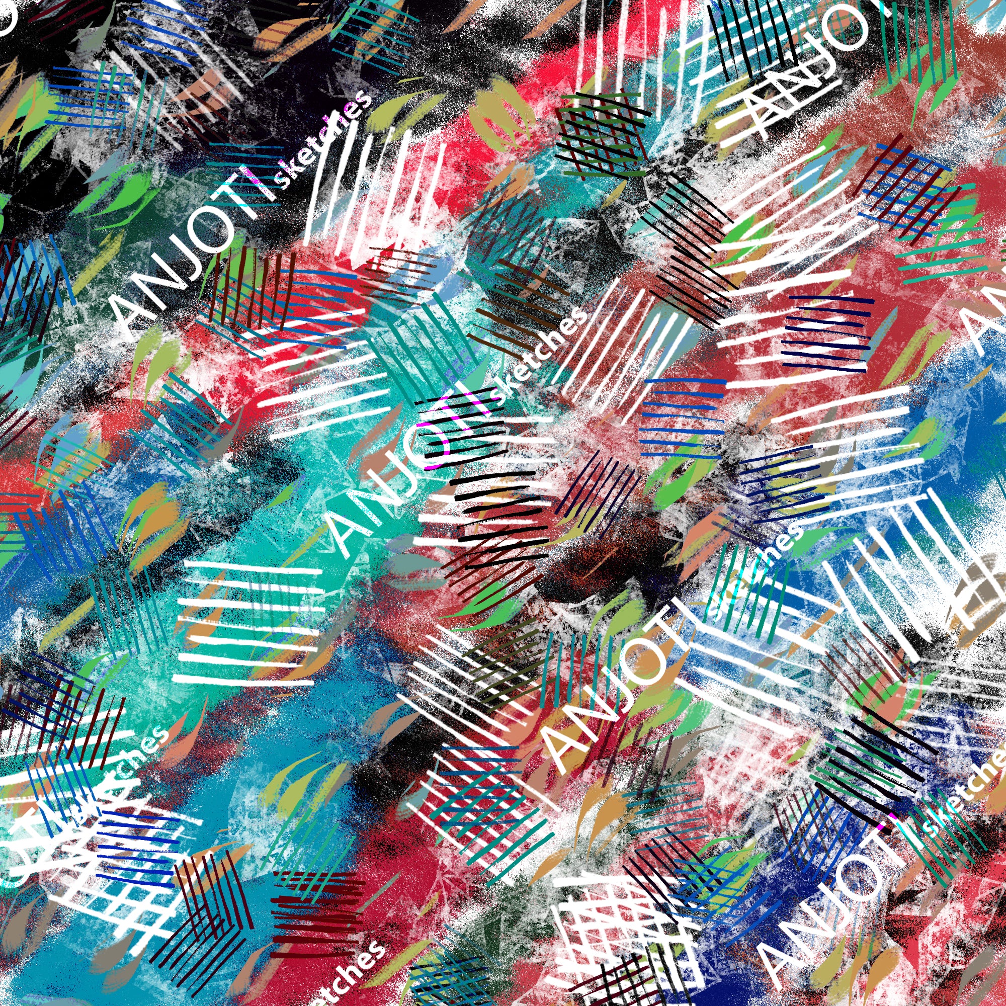 ANJOTI_SKETCHES_566_Discover Floral Geometric Abstract Wall Art with Stunning Multicolor Textures