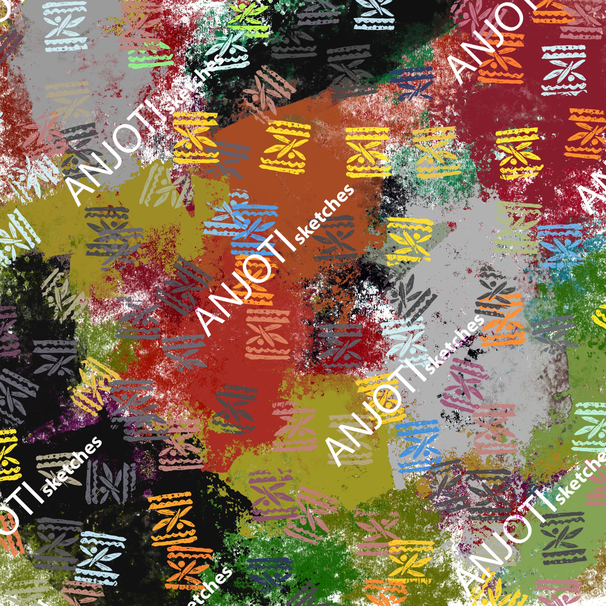 ANJOTI_SKETCHES_569_Transform Your Walls with Floral Geometric Multicolor Texture Background Art