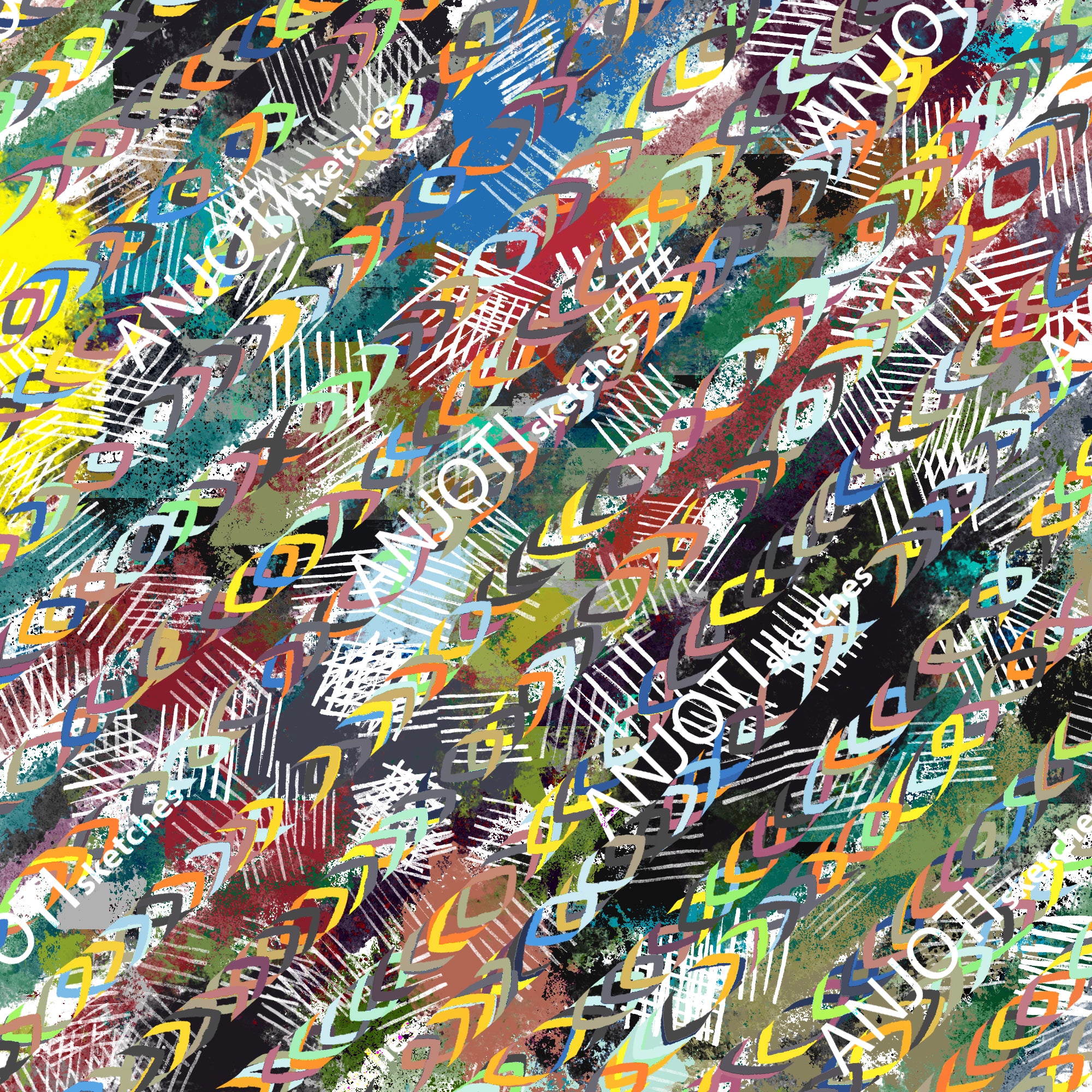 ANJOTI_SKETCHES_577_Modern Floral Geometric Abstract Wall Art with Vibrant Texture Backgrounds