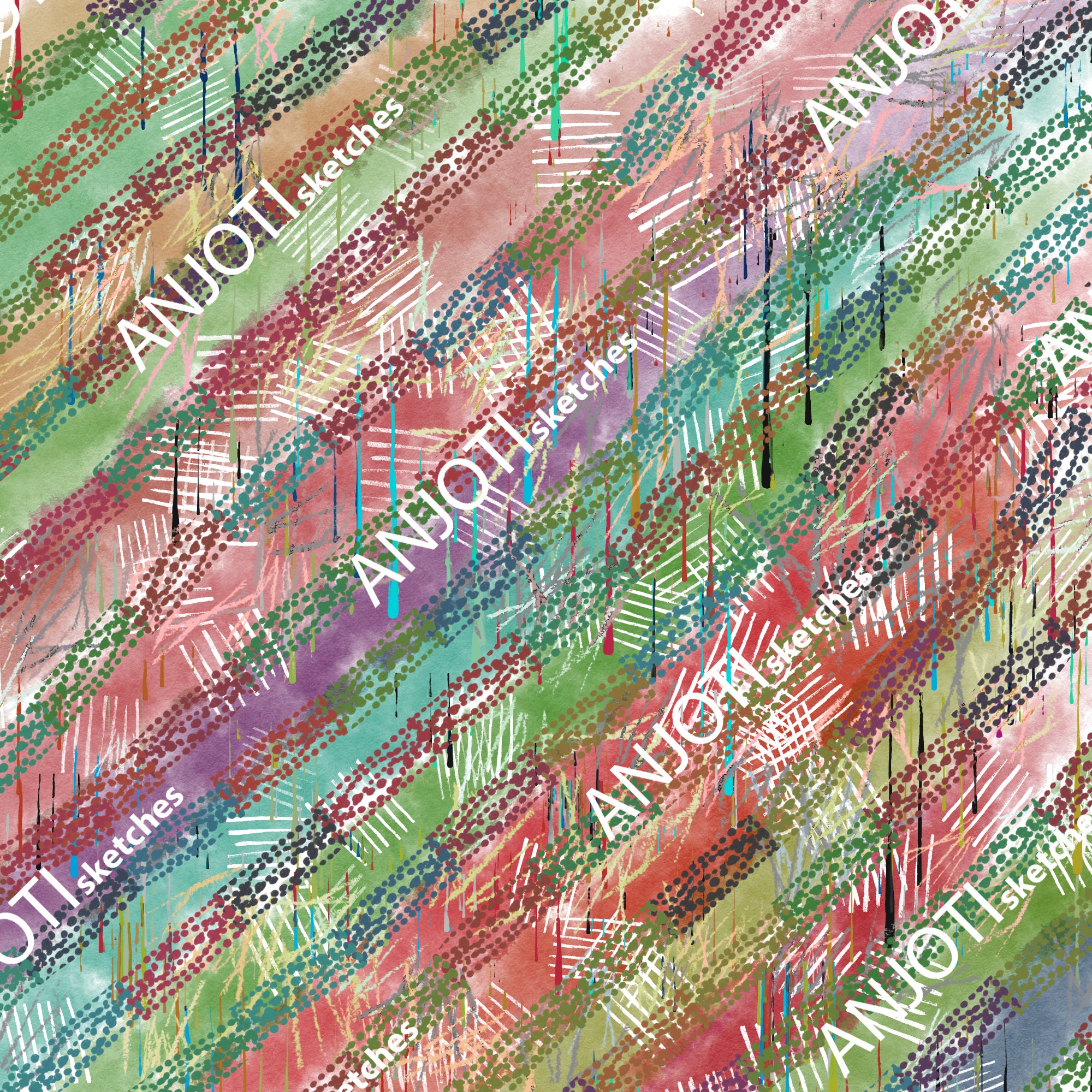 ANJOTI_SKETCHES_579_Abstract Wall Art with Multicolor Floral Geometric Textures for Every Room