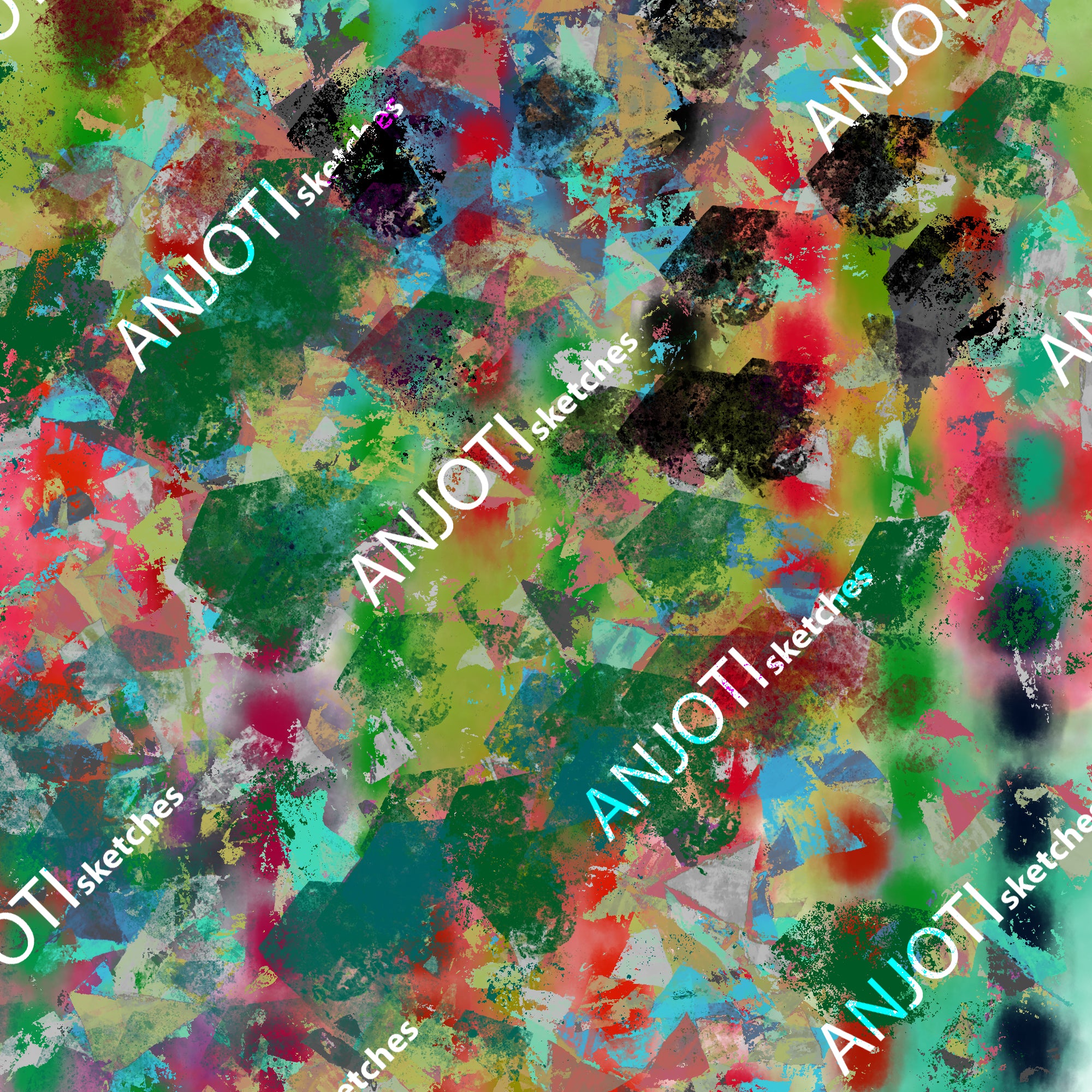 ANJOTI_SKETCHES_589_Add Multicolor Texture Backgrounds to Floral Geometric Abstract Wall Art