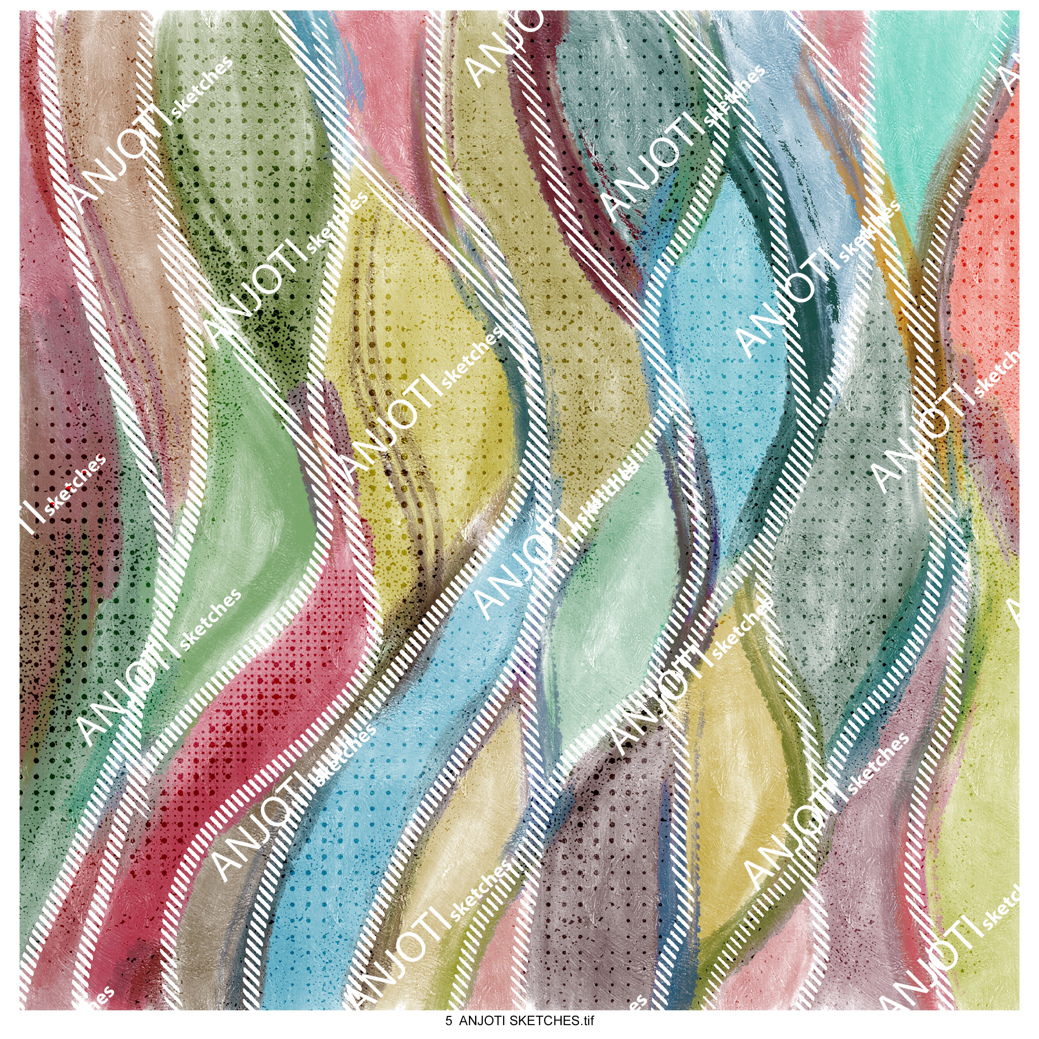 ANJOTI SKETCHES 05 Abstract brush strokes art motif Geometrical allover wallpaper pattern illustration in multicoloured shades effect