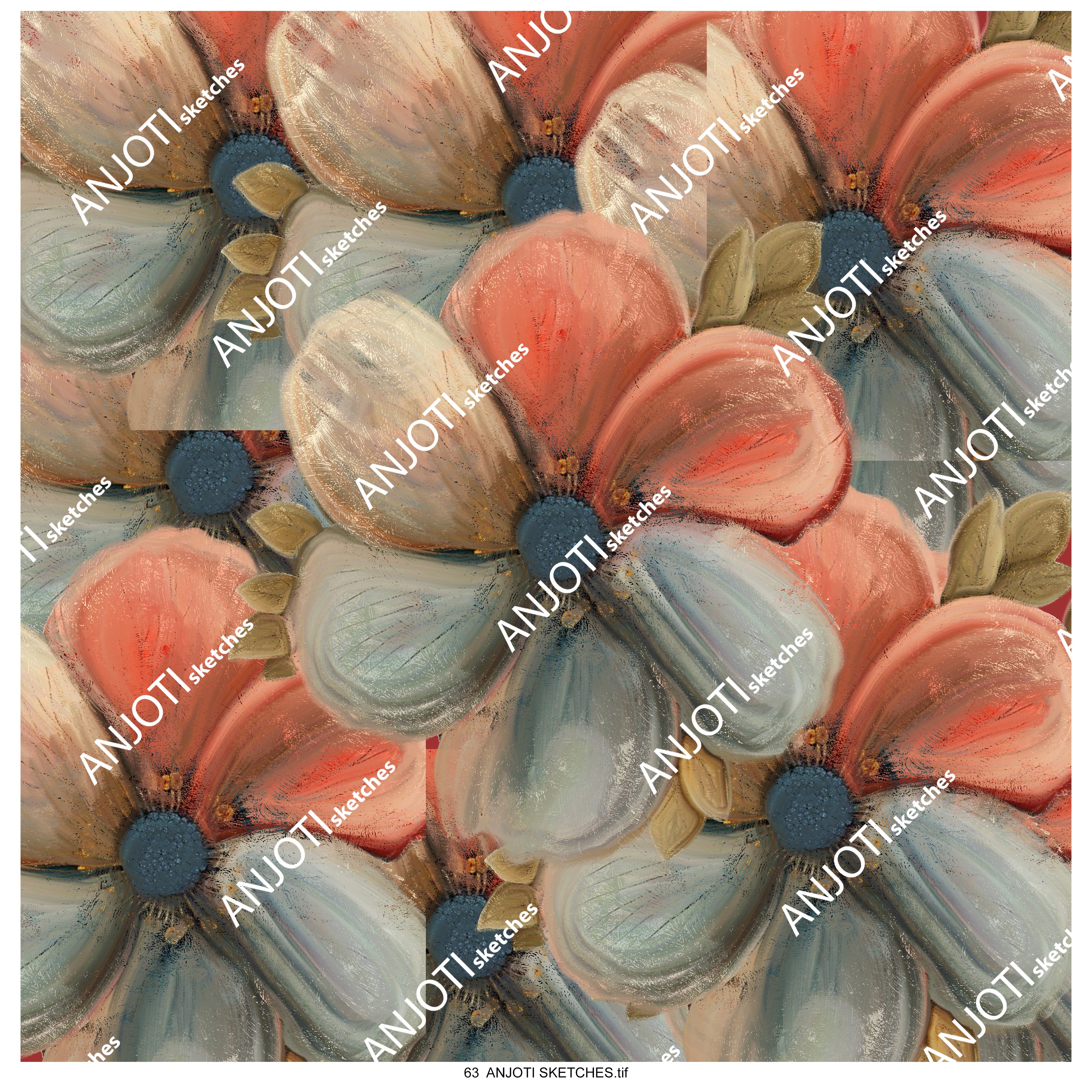 ANJOTI SKETCHES 63_Modern Abstract Wall Art with Floral and Geometric Multicolor Texture Backgrounds