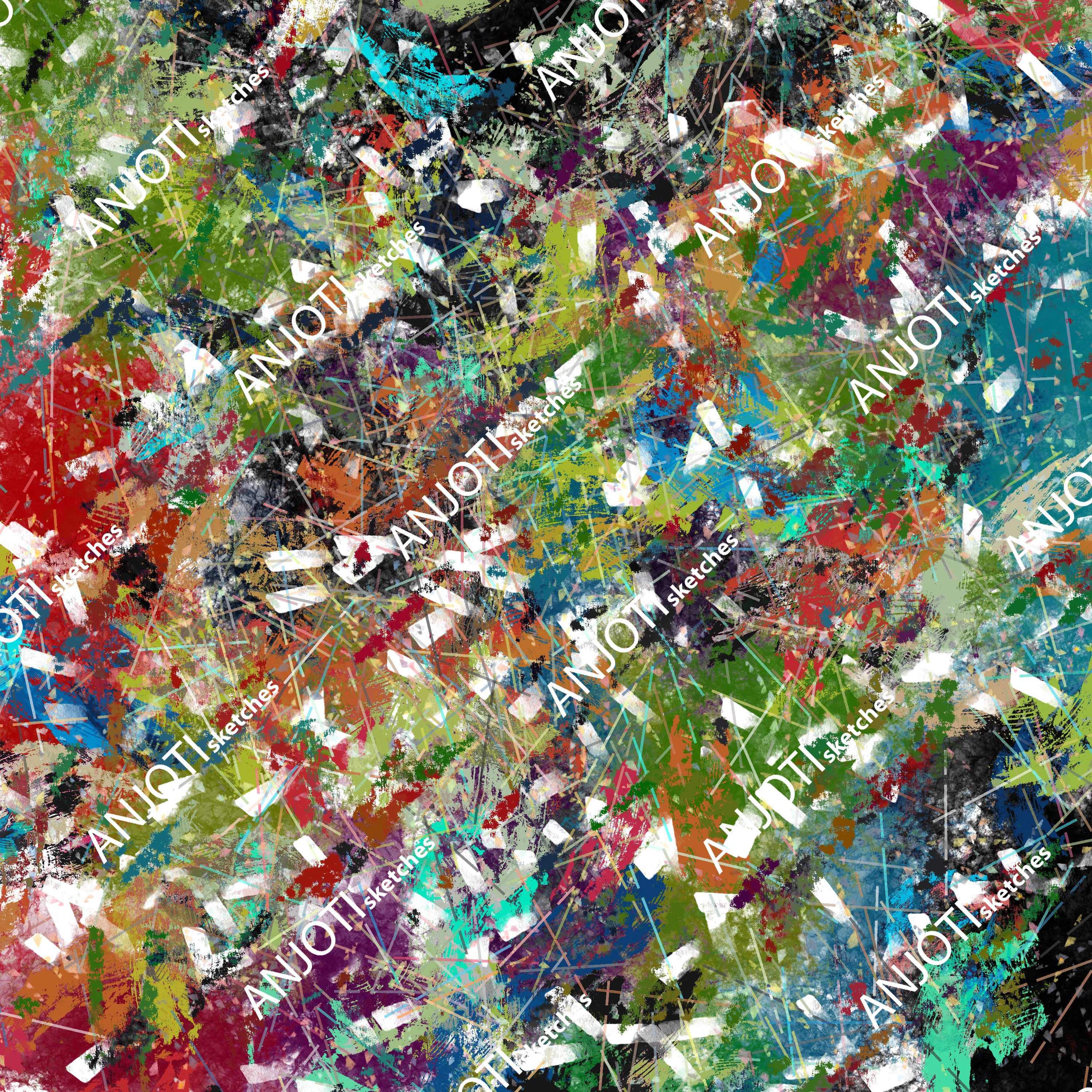 ANJOTI_SKETCHES_656_Abstract Wall Art in Floral and Geometric Designs with Multicolor Texture Backgrounds