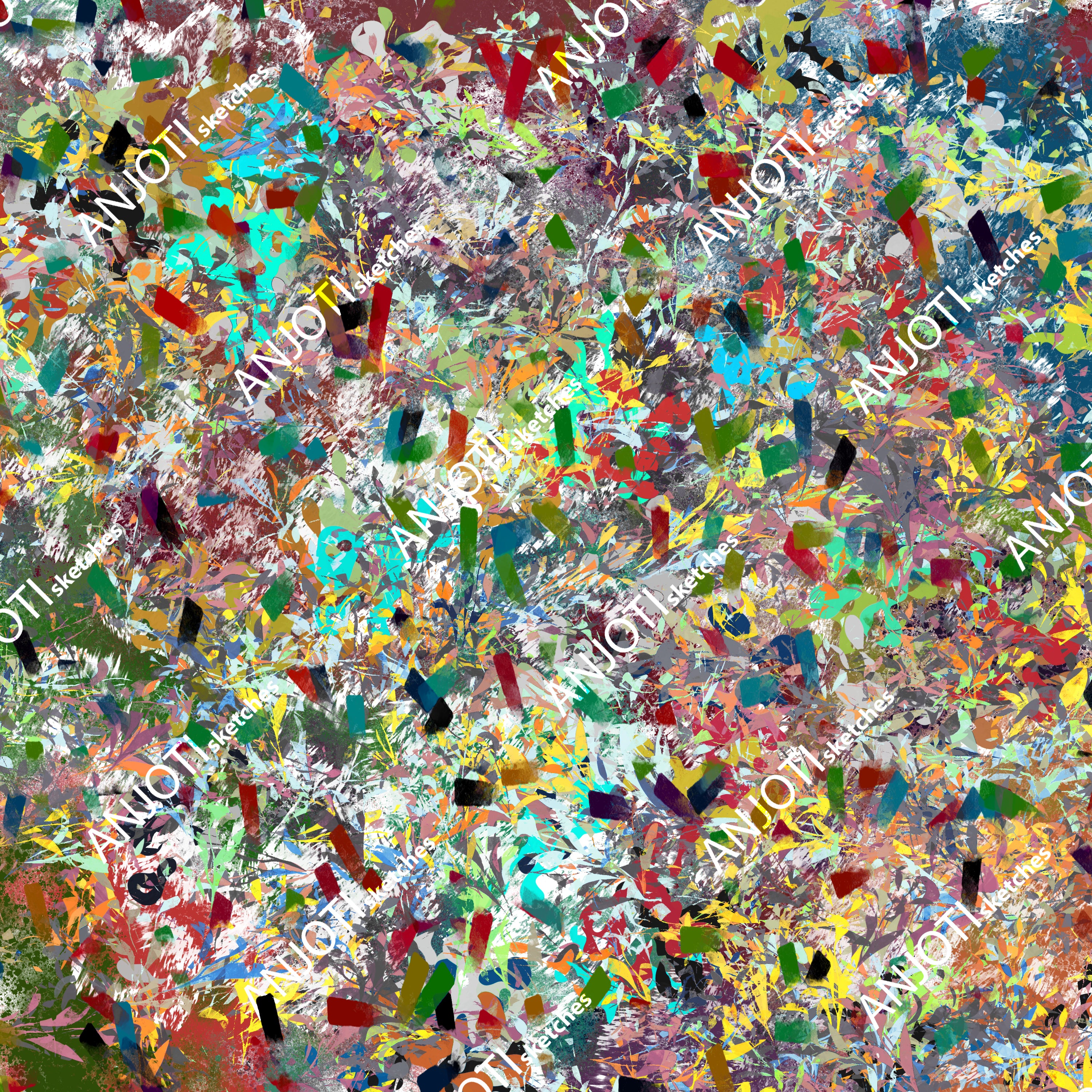 ANJOTI_SKETCHES_657_Floral Abstract Wall Art with Multicolor Geometric Texture Background Effects