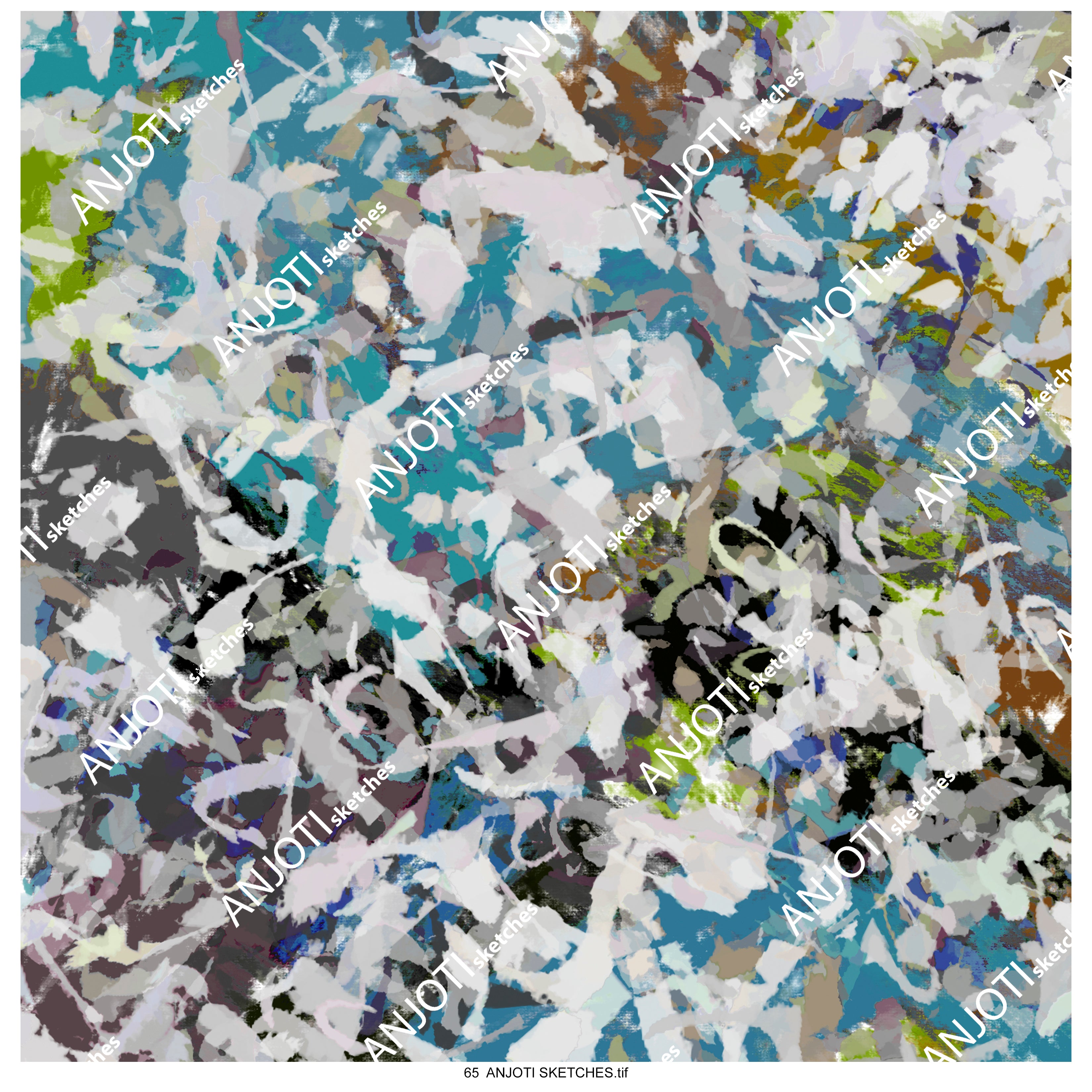 ANJOTI SKETCHES 65_Abstract Wall Art with Floral Geometric Multicolor Texture Backgrounds for Home