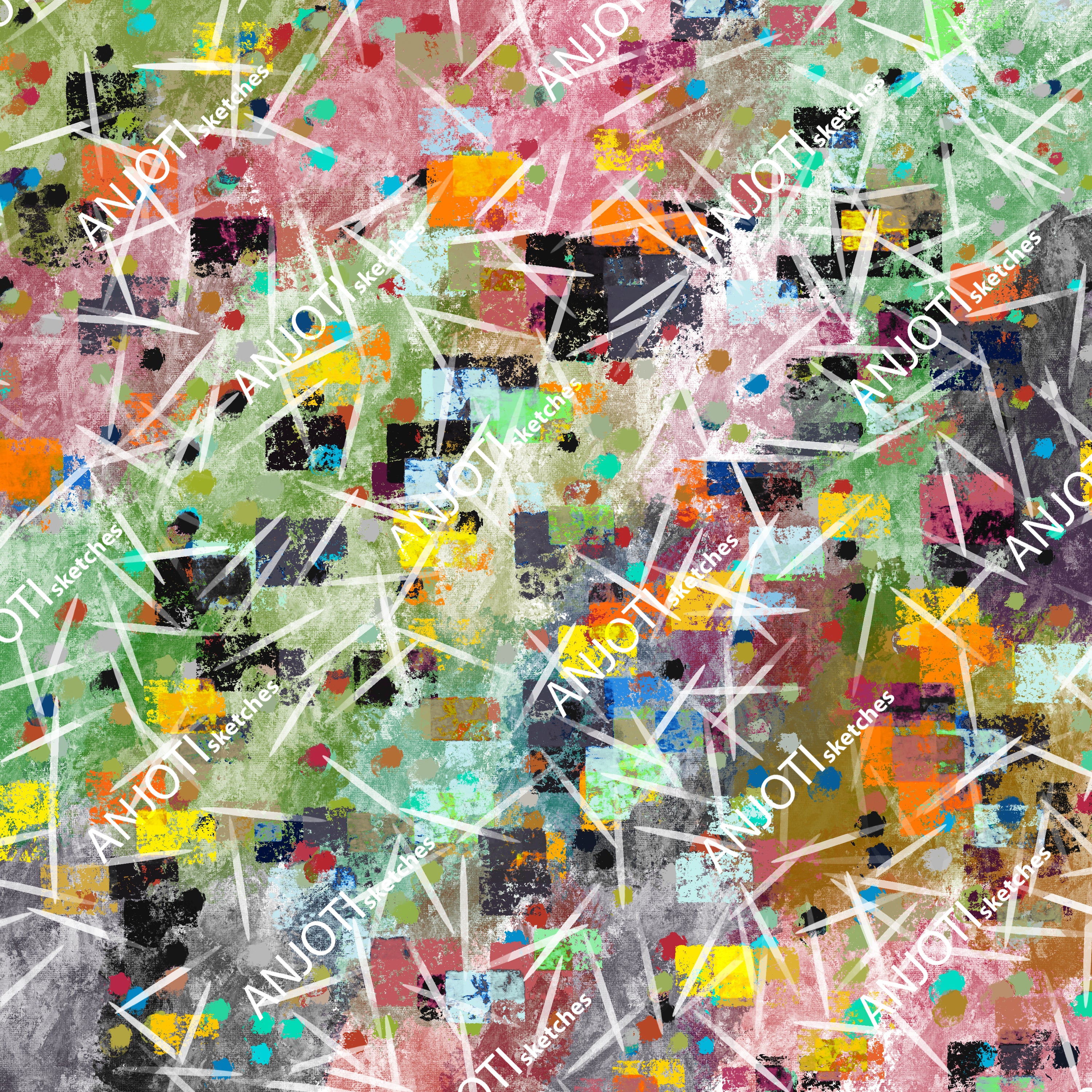 ANJOTI_SKETCHES_662_Multicolor Floral Geometric Abstract Wall Art for a Unique Texture Background