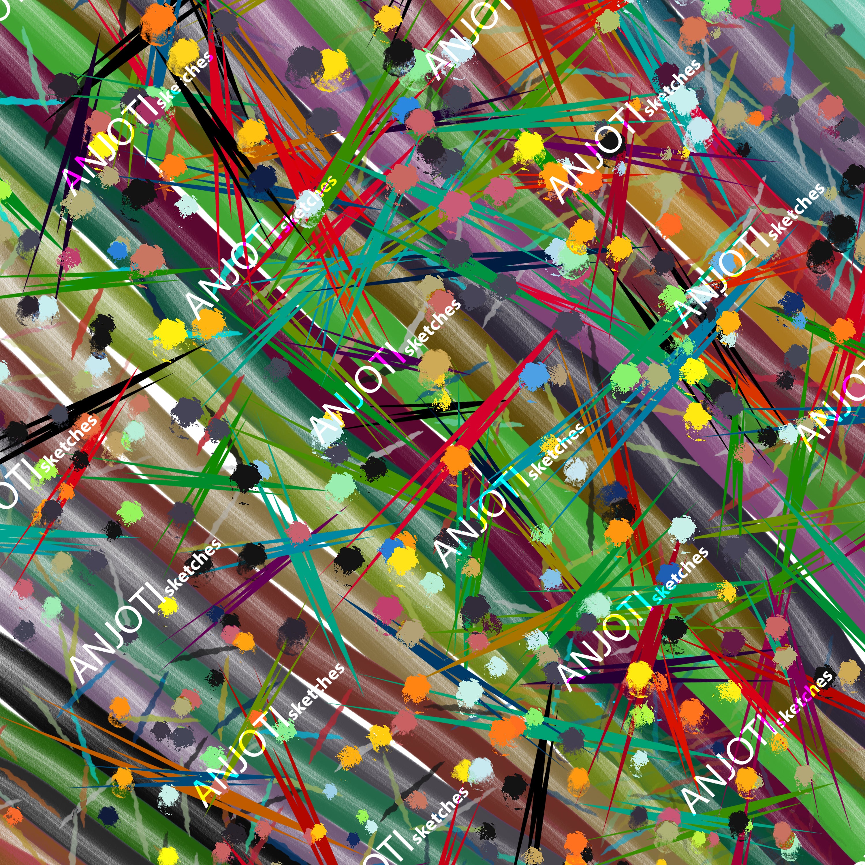 ANJOTI_SKETCHES_664_Vibrant Floral Geometric Abstract Wall Art with Unique Texture Background Effects