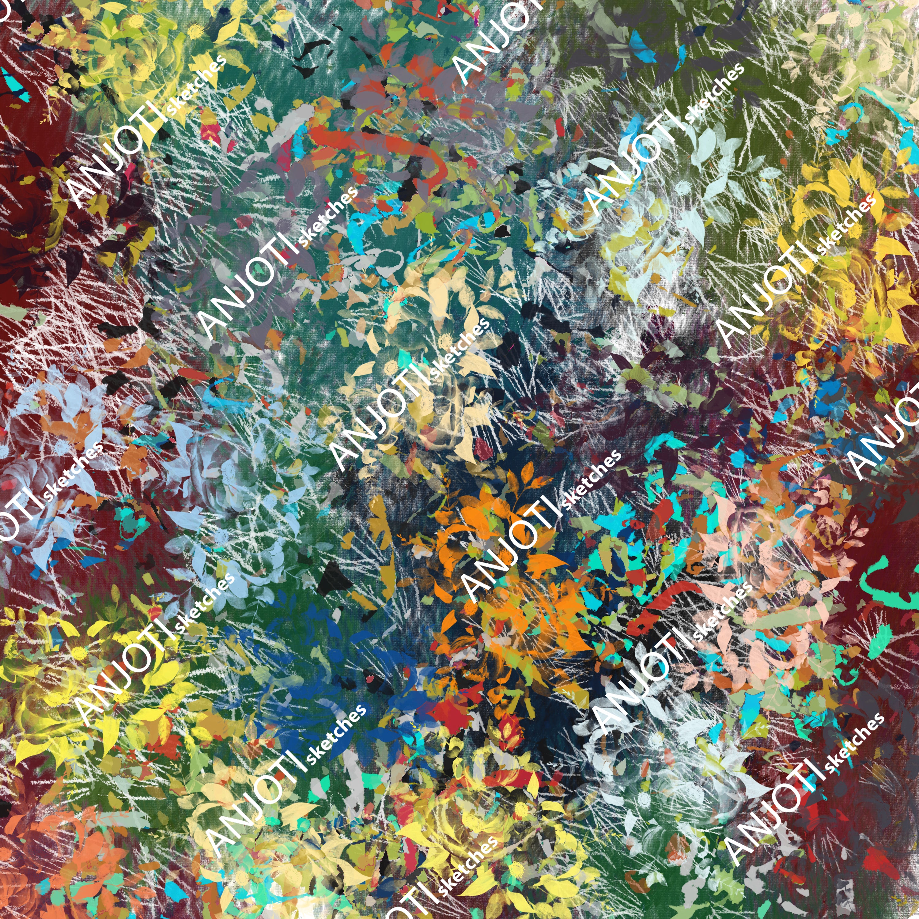ANJOTI_SKETCHES_666_Discover Floral Geometric Abstract Wall Art with Stunning Multicolor Textures