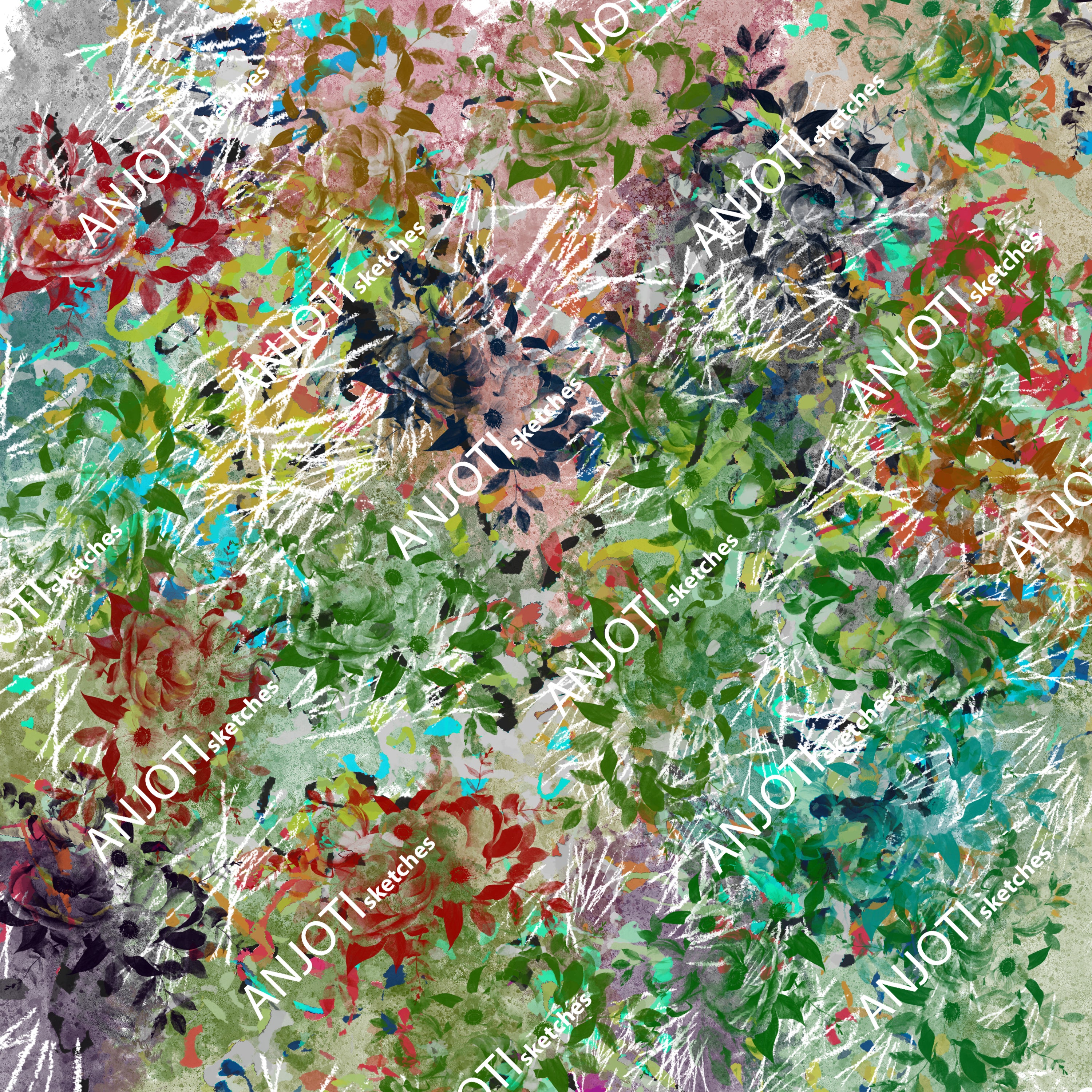 ANJOTI_SKETCHES_667_Multicolor Texture Background Abstract Wall Art with Floral and Geometric Designs