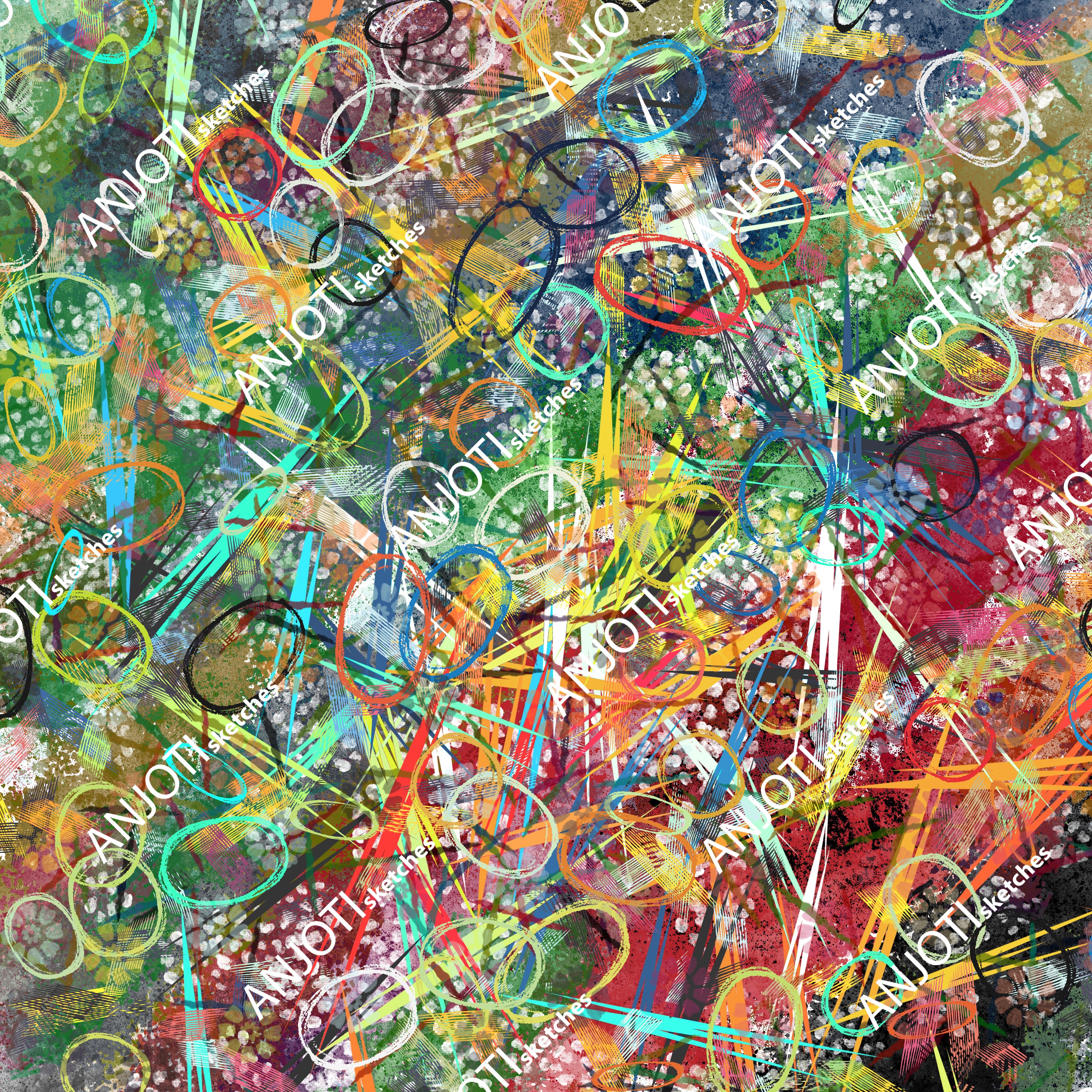 ANJOTI_SKETCHES_670_Floral and Geometric Abstract Wall Art with Textured Multicolor Backgrounds