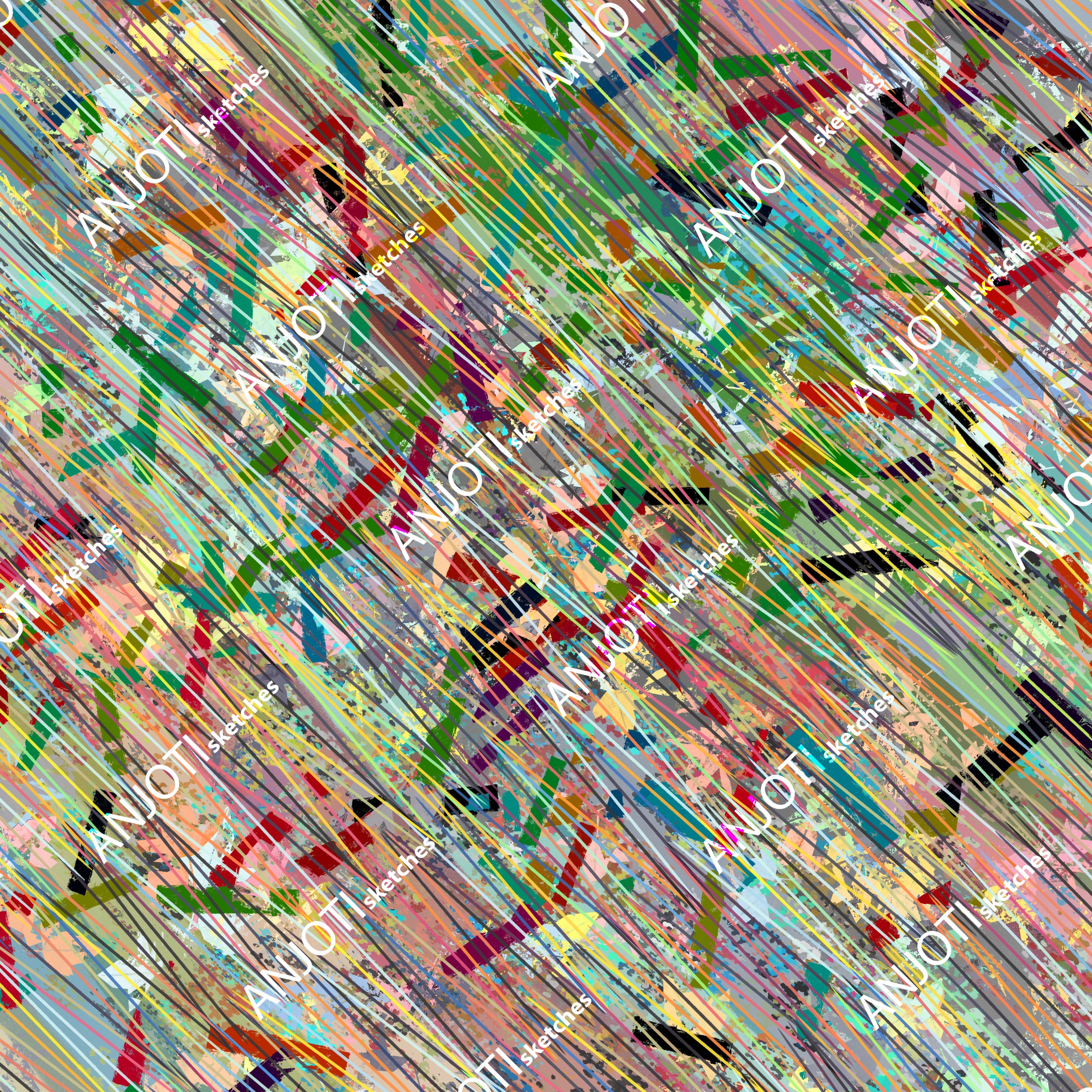 ANJOTI_SKETCHES_681_Floral and Geometric Abstract Wall Art with Bright Multicolor Texture Effects