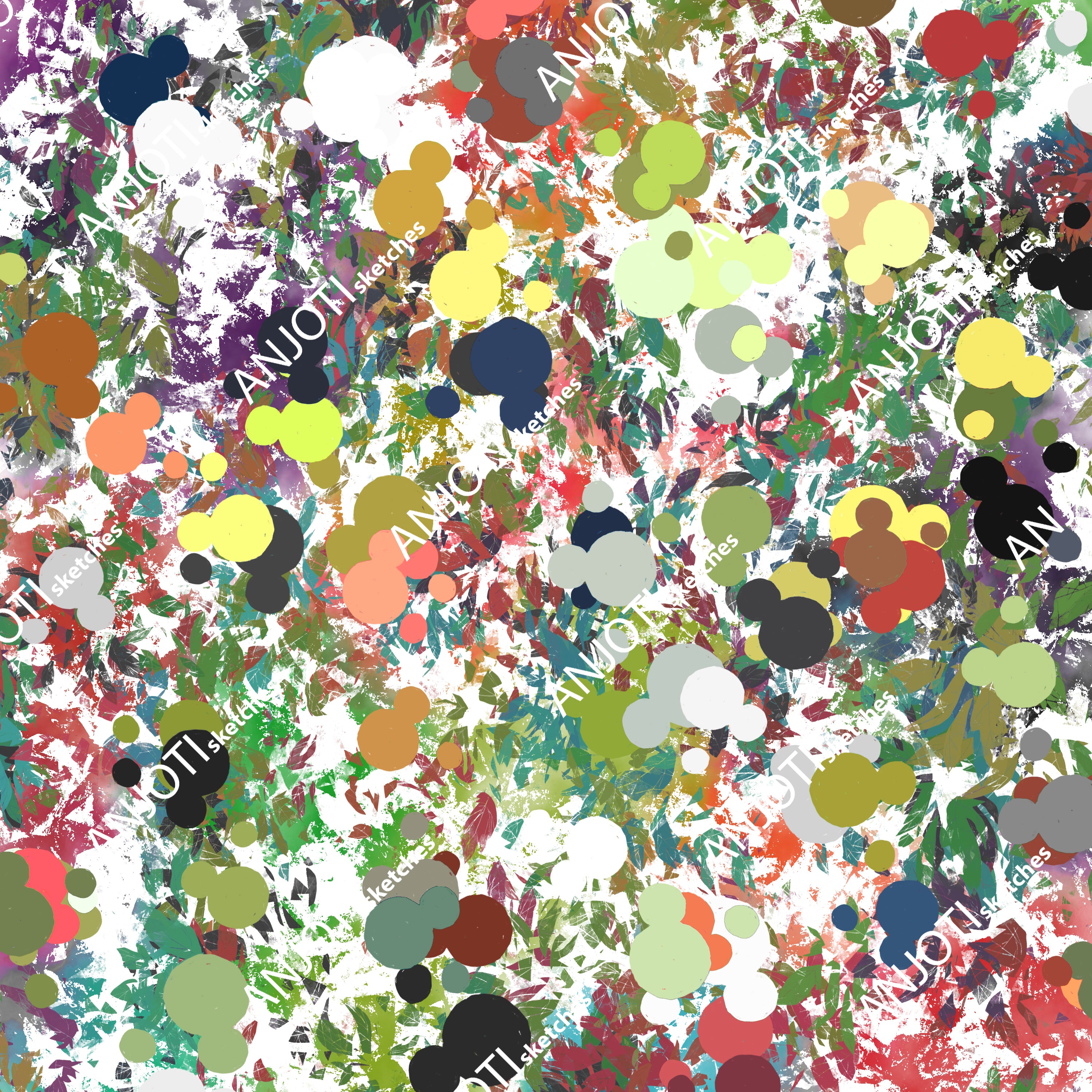 ANJOTI_SKETCHES_686_Abstract Wall Art in Multicolor Floral Geometric Texture Background Effects