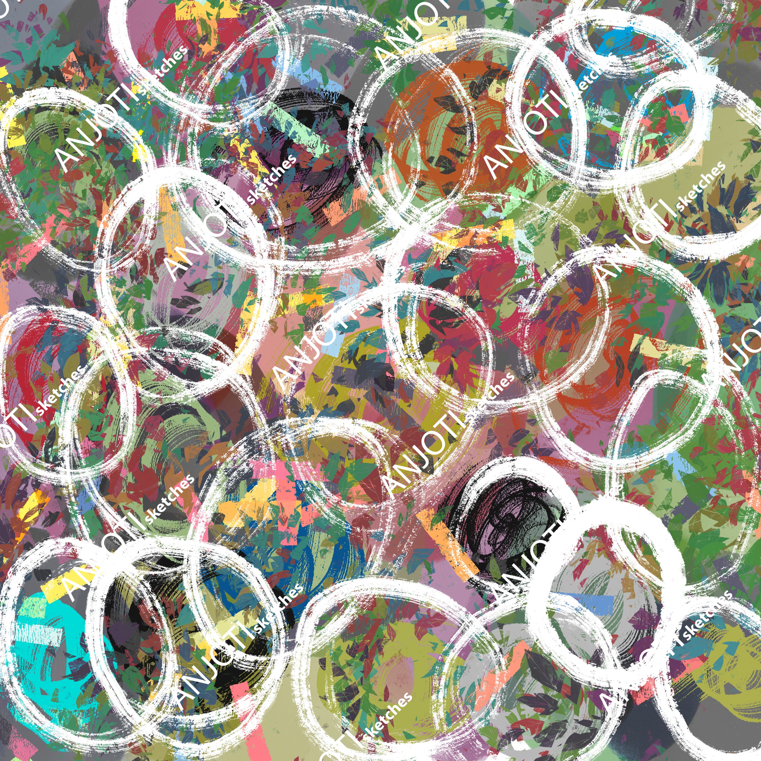 ANJOTI_SKETCHES_688_Transform Your Decor with Floral Geometric Abstract Wall Art in Multicolor