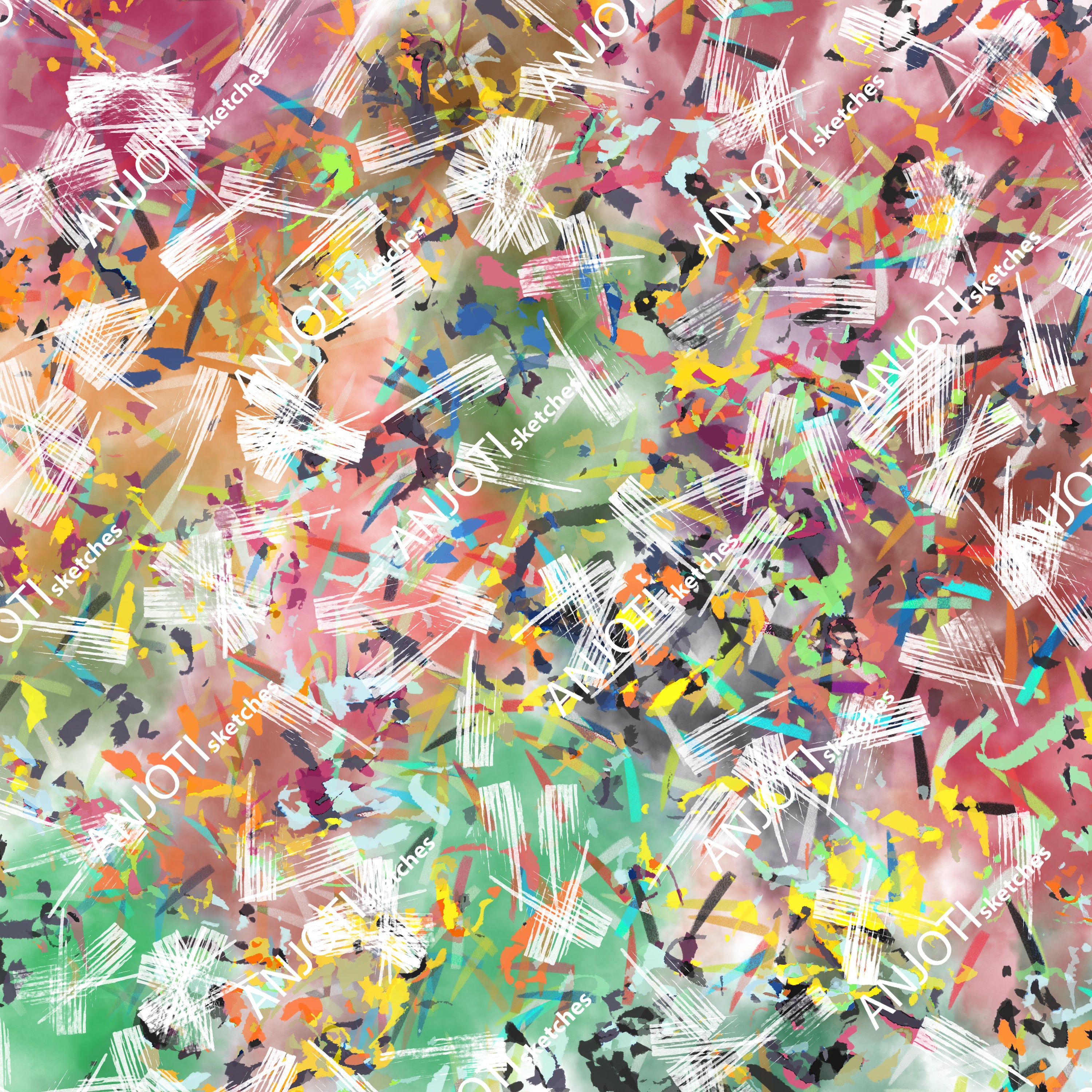 ANJOTI_SKETCHES_691_Multicolor Floral Geometric Texture Backgrounds in Abstract Wall Art