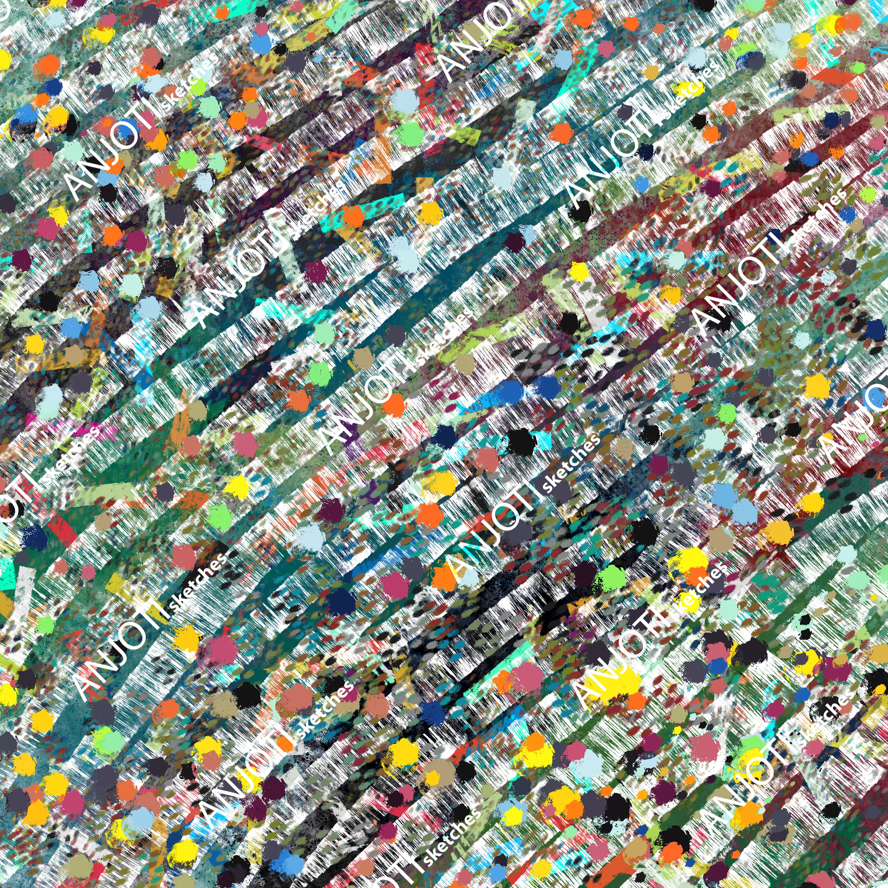 ANJOTI_SKETCHES_692_Vibrant Floral and Geometric Abstract Wall Art in Multicolor Textures