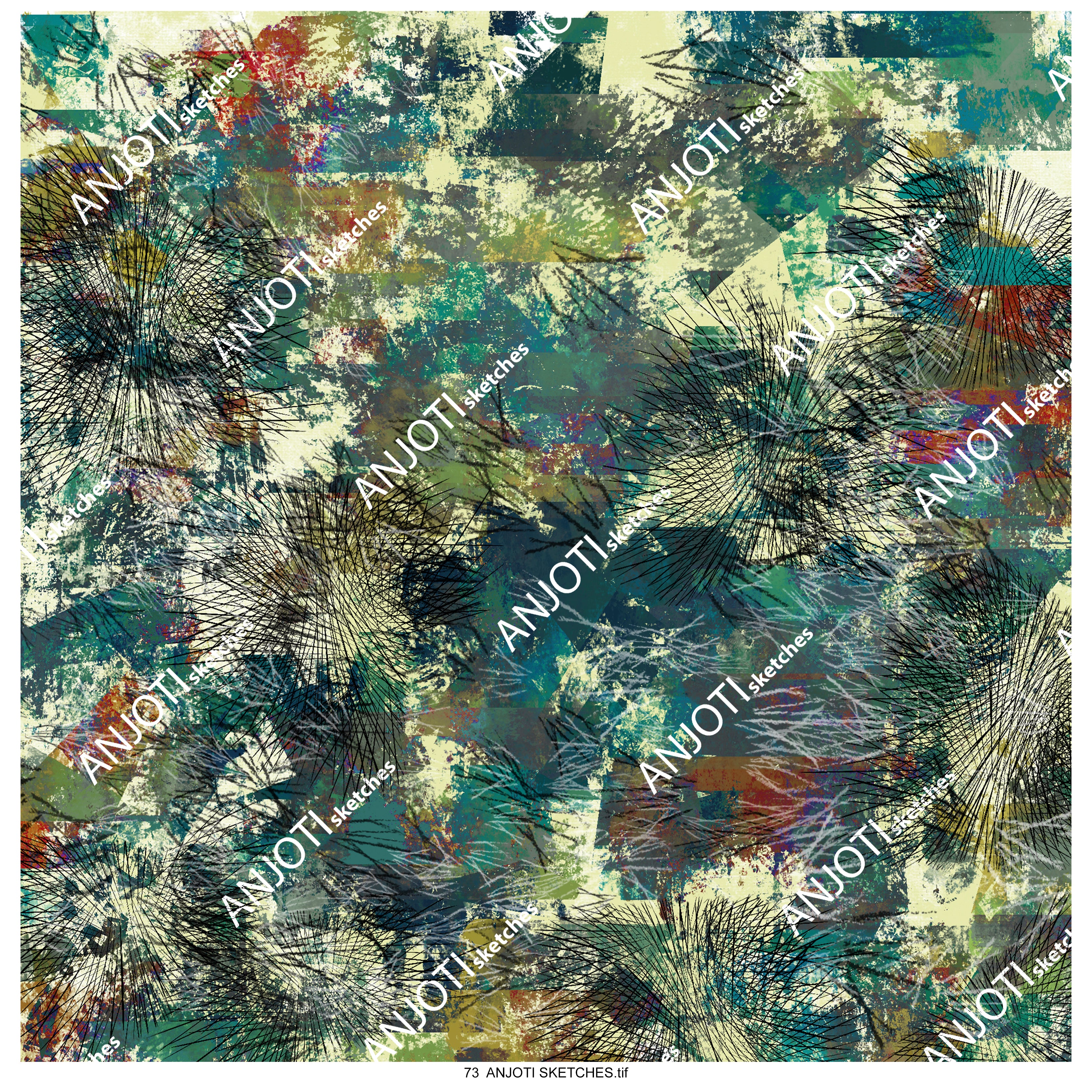 ANJOTI SKETCHES 73_Abstract Wall Art with Multicolor Floral Geometric Texture Backgrounds