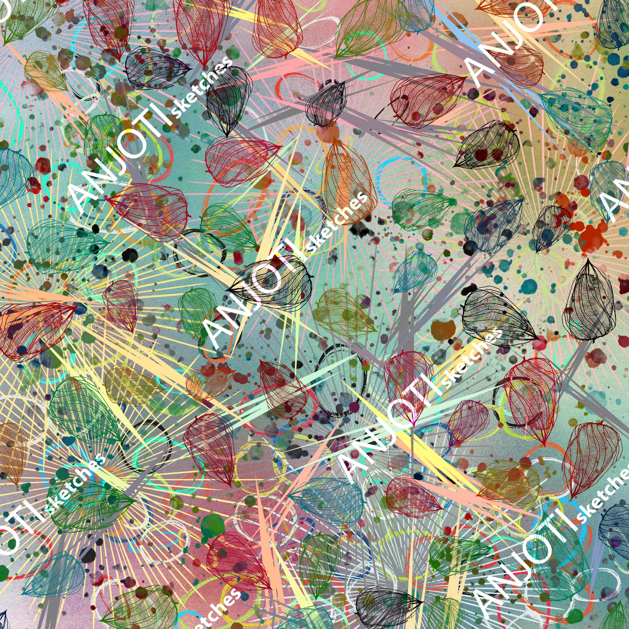 ANJOTI_SKETCHES_765_Abstract Wall Art with Floral Geometric Multicolor Texture Backgrounds for Home