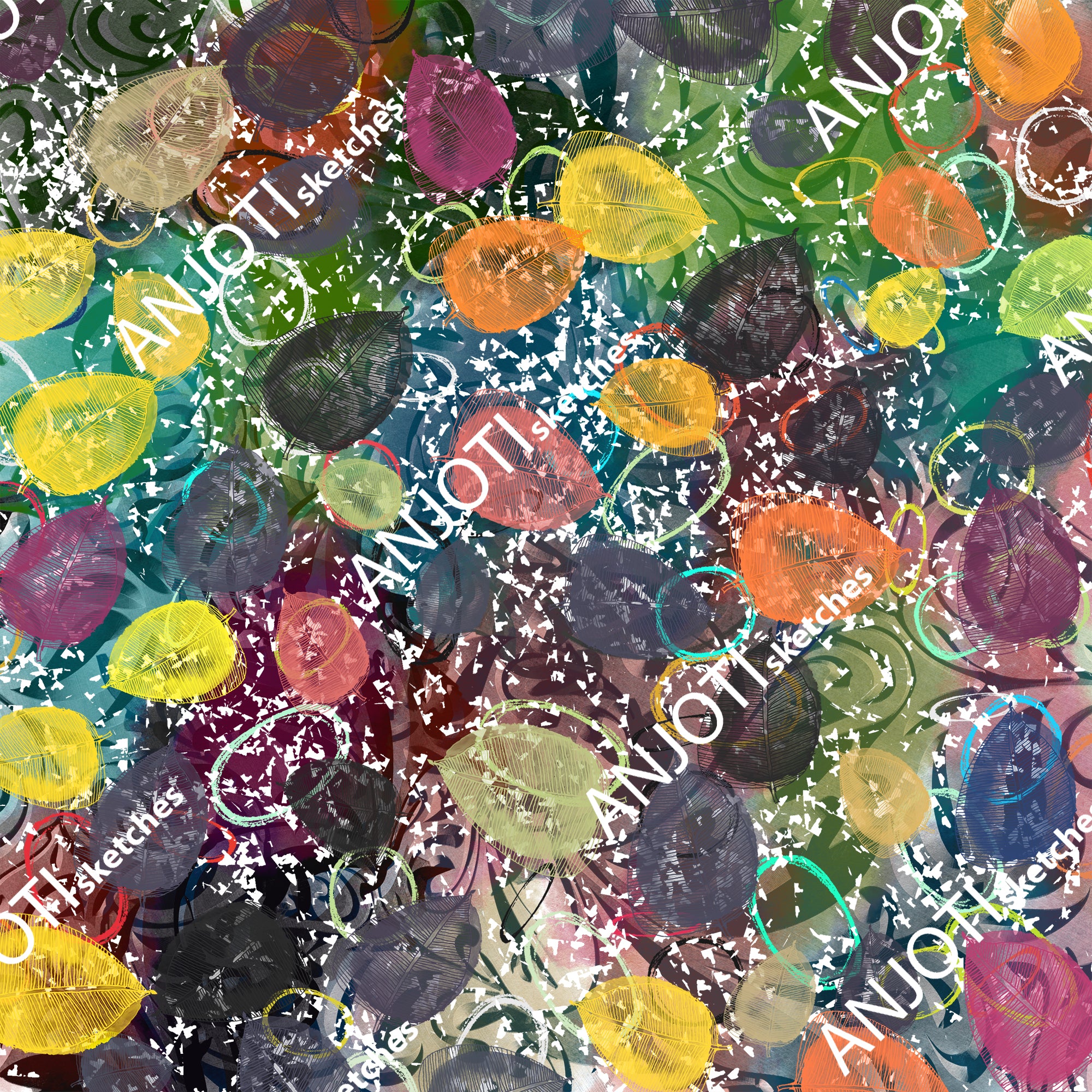 ANJOTI_SKETCHES_766_Discover Floral Geometric Abstract Wall Art with Stunning Multicolor Textures