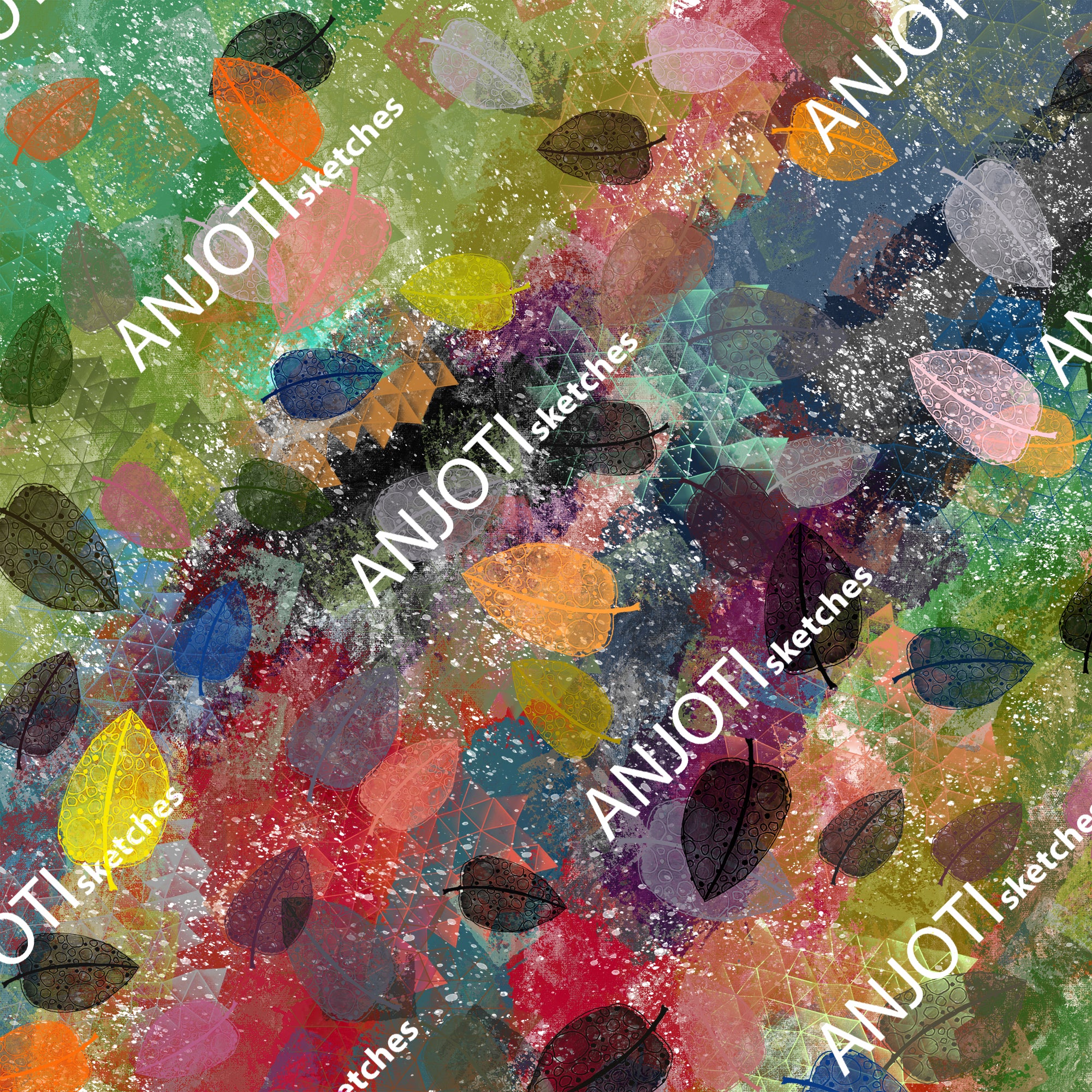 ANJOTI_SKETCHES_767_Multicolor Texture Background Abstract Wall Art with Floral and Geometric Designs