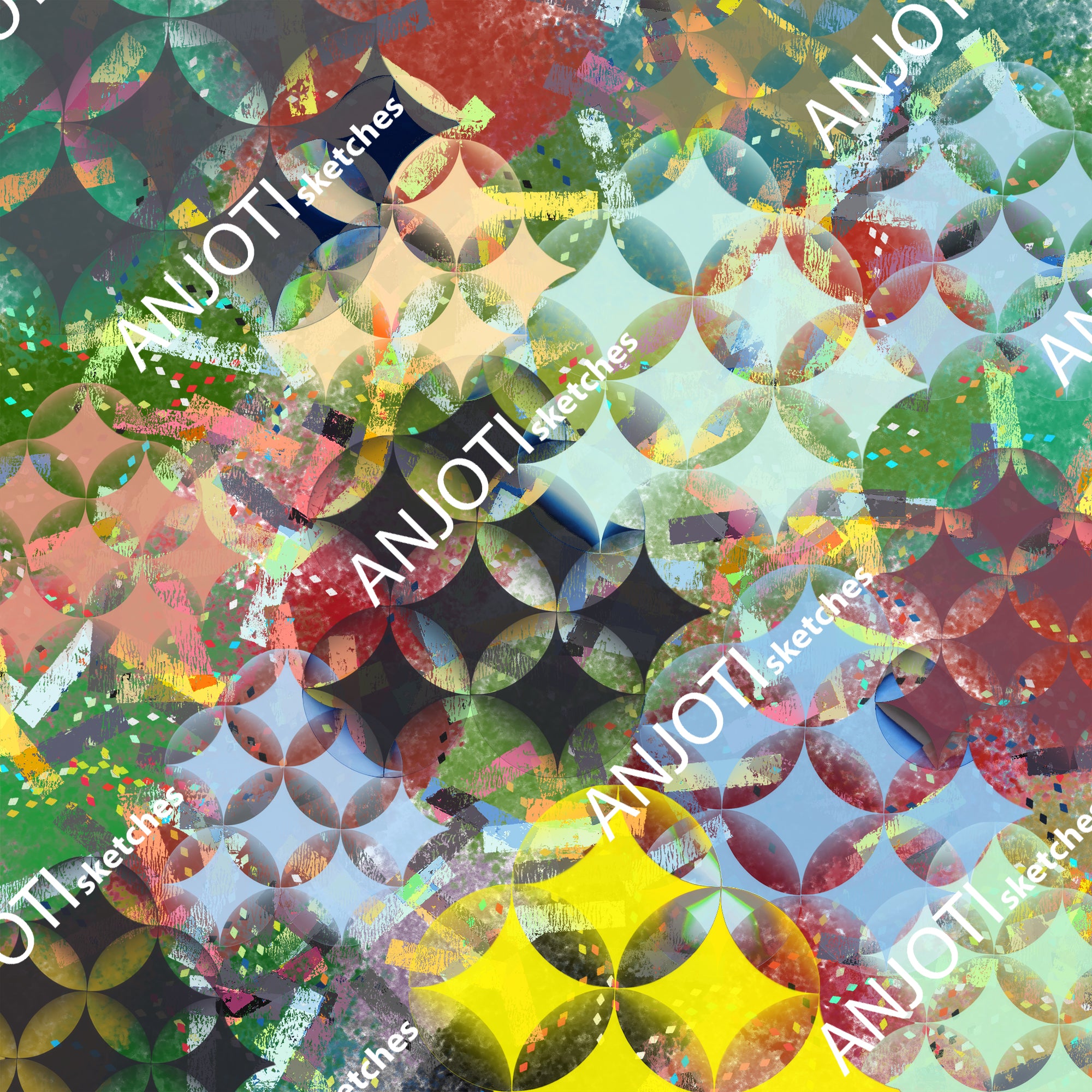 ANJOTI_SKETCHES_769_Transform Your Walls with Floral Geometric Multicolor Texture Background Art