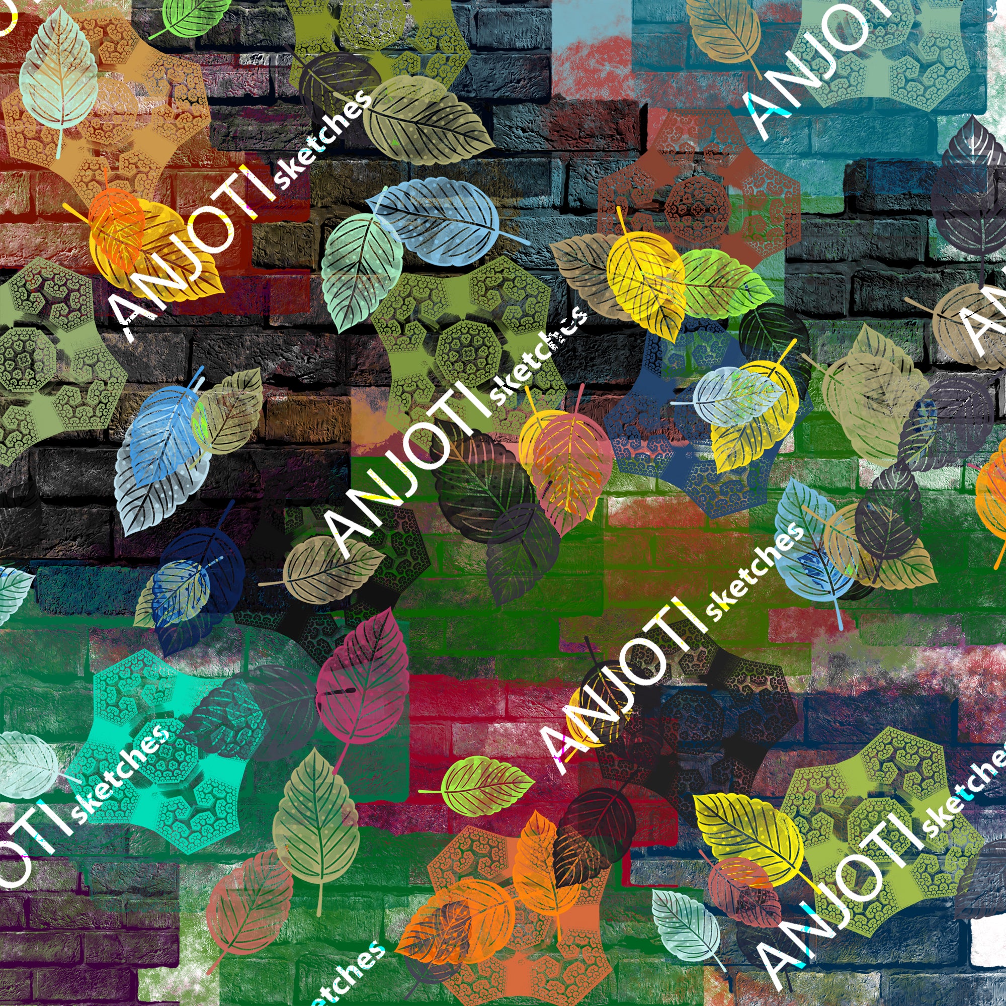 ANJOTI_SKETCHES_773_Abstract Wall Art with Multicolor Floral Geometric Texture Backgrounds