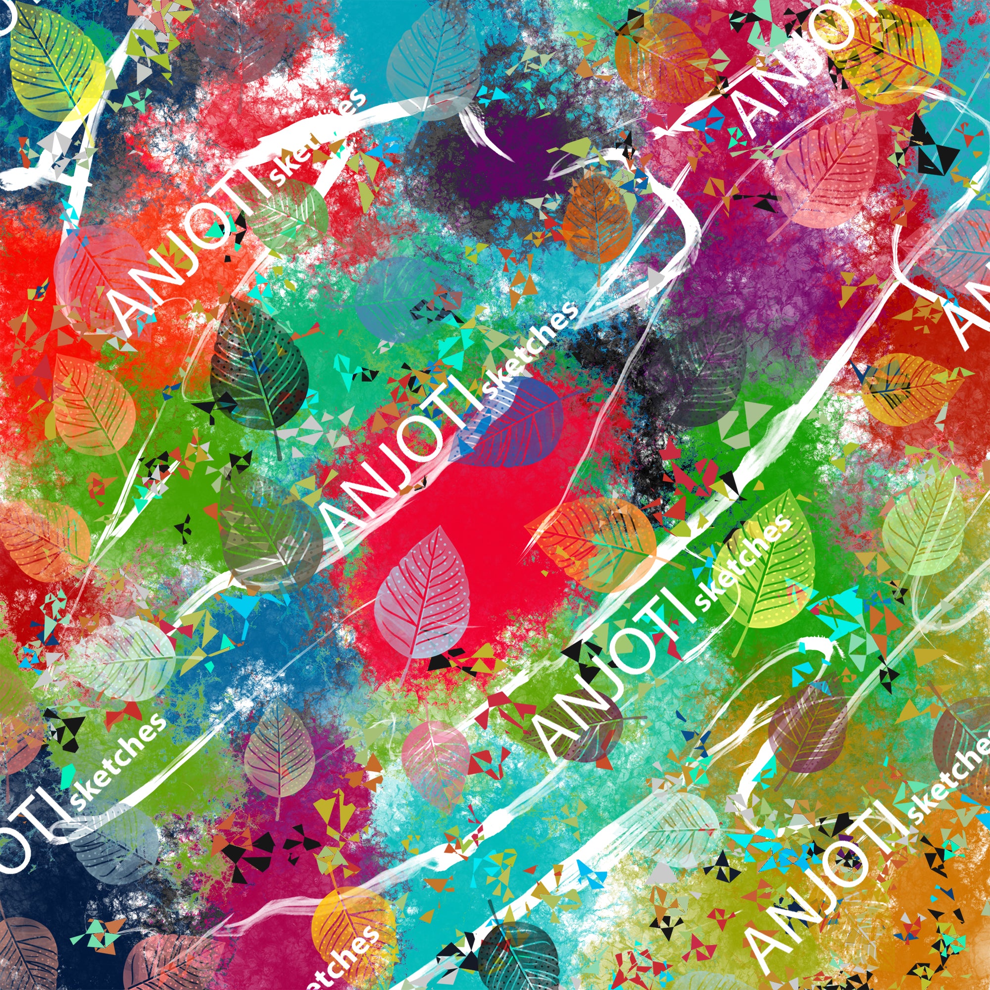 ANJOTI_SKETCHES_774_Multicolor Floral Geometric Abstract Wall Art to Enhance Your Decor