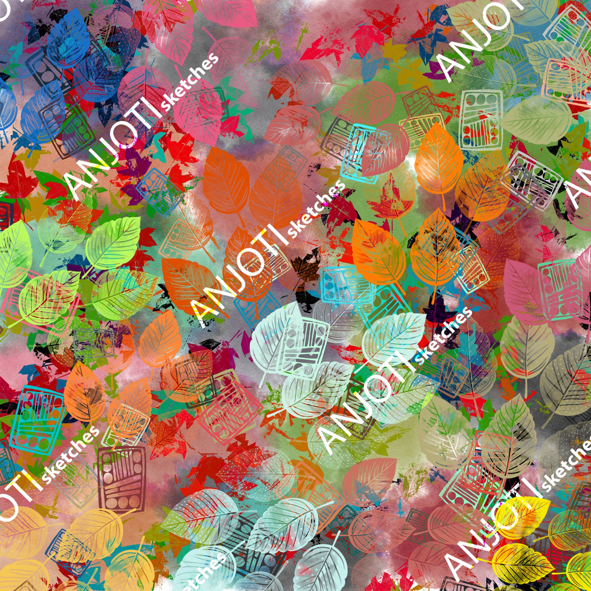 ANJOTI_SKETCHES_776_Floral Geometric Abstract Wall Art Ideas with Stunning Multicolor Textures