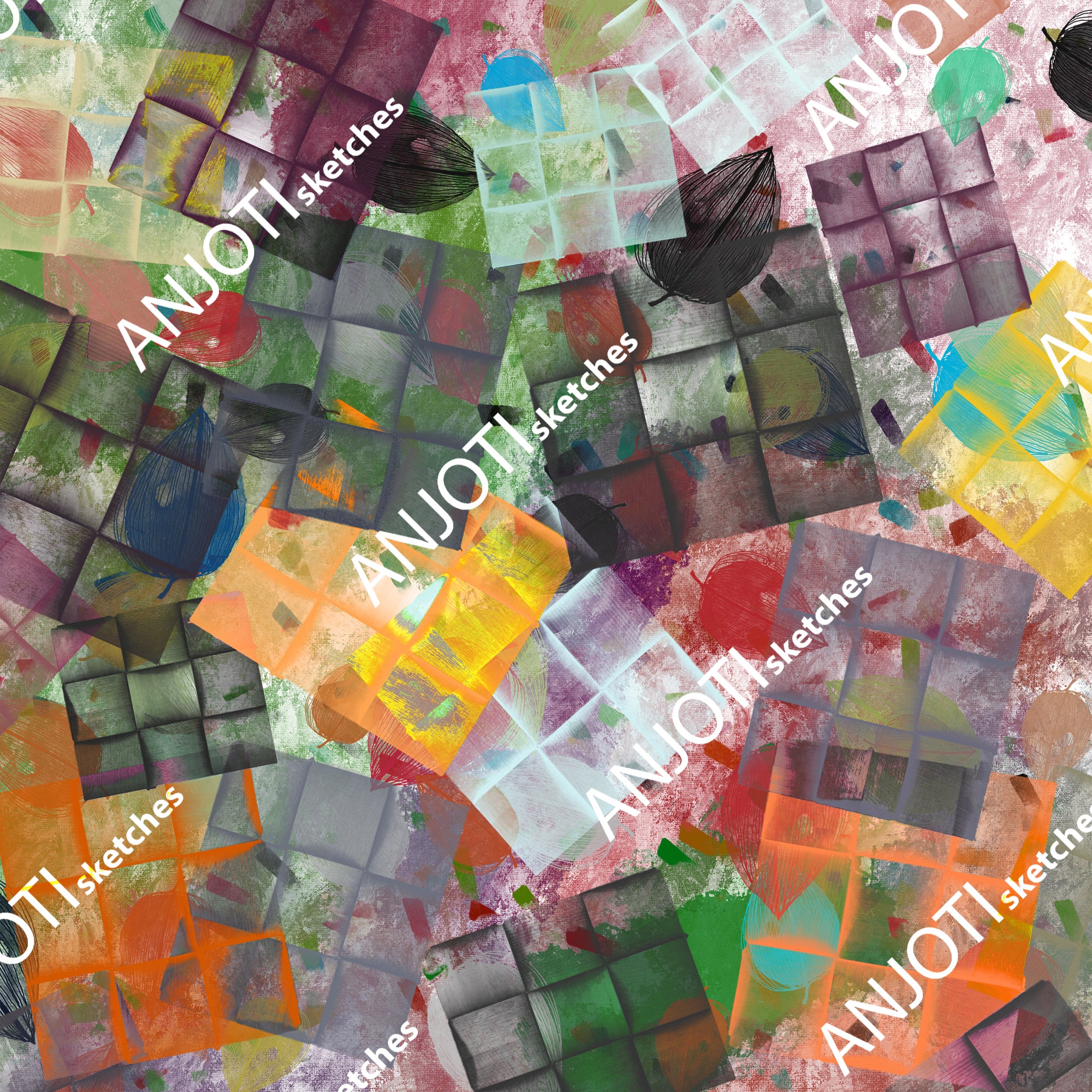 ANJOTI_SKETCHES_778_Floral Geometric Abstract Wall Art Ideas with Stunning Multicolor Textures