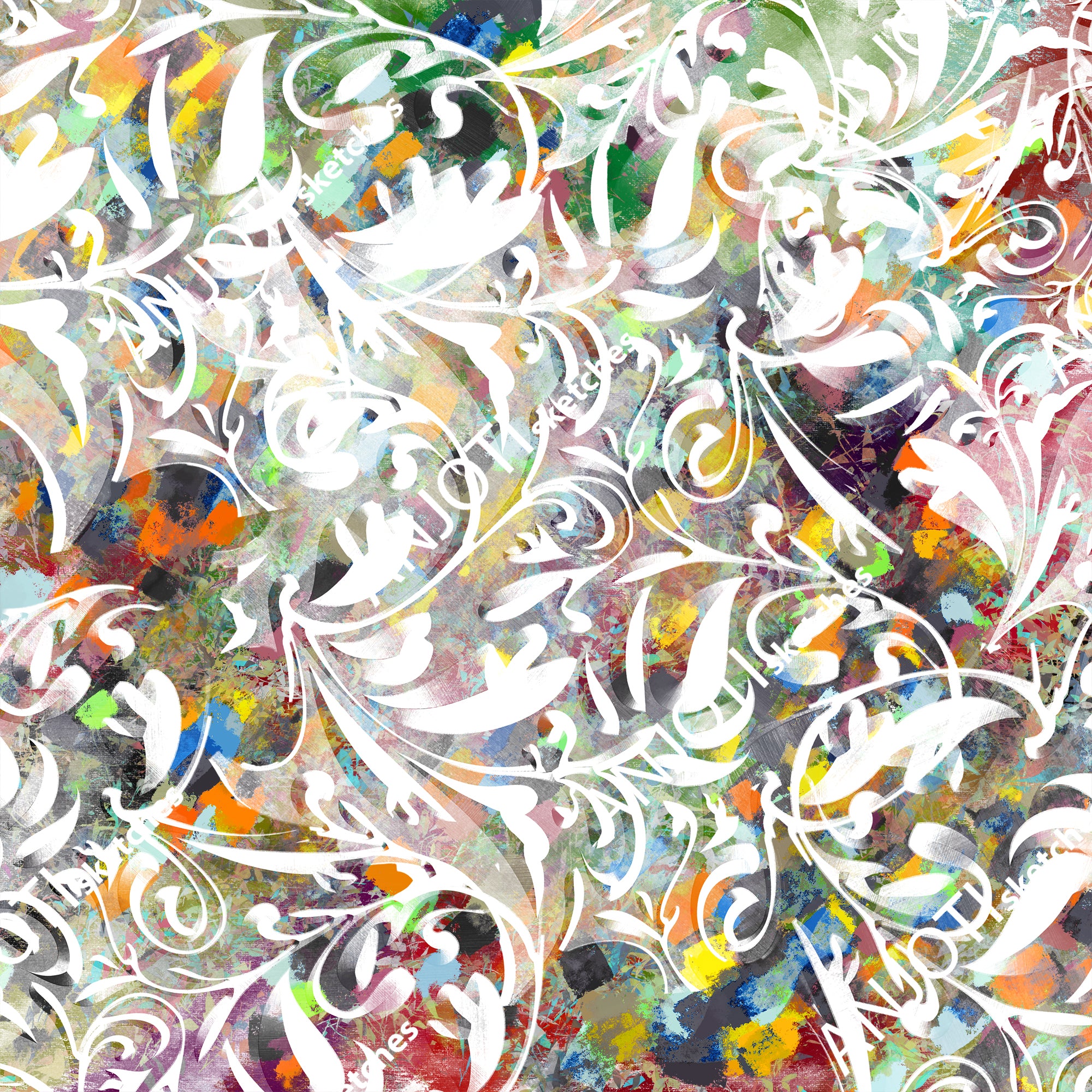 ANJOTI_SKETCHES_780_Discover Artistic Floral Geometric Abstract Wall Art in Multicolor Backgrounds