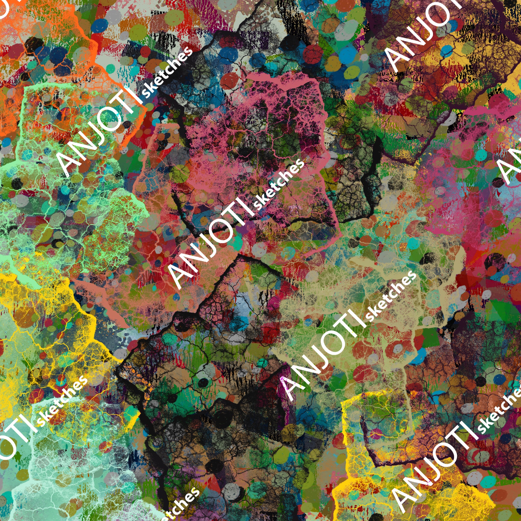 ANJOTI_SKETCHES_788_Transform Your Decor with Floral Geometric Abstract Wall Art in Multicolor