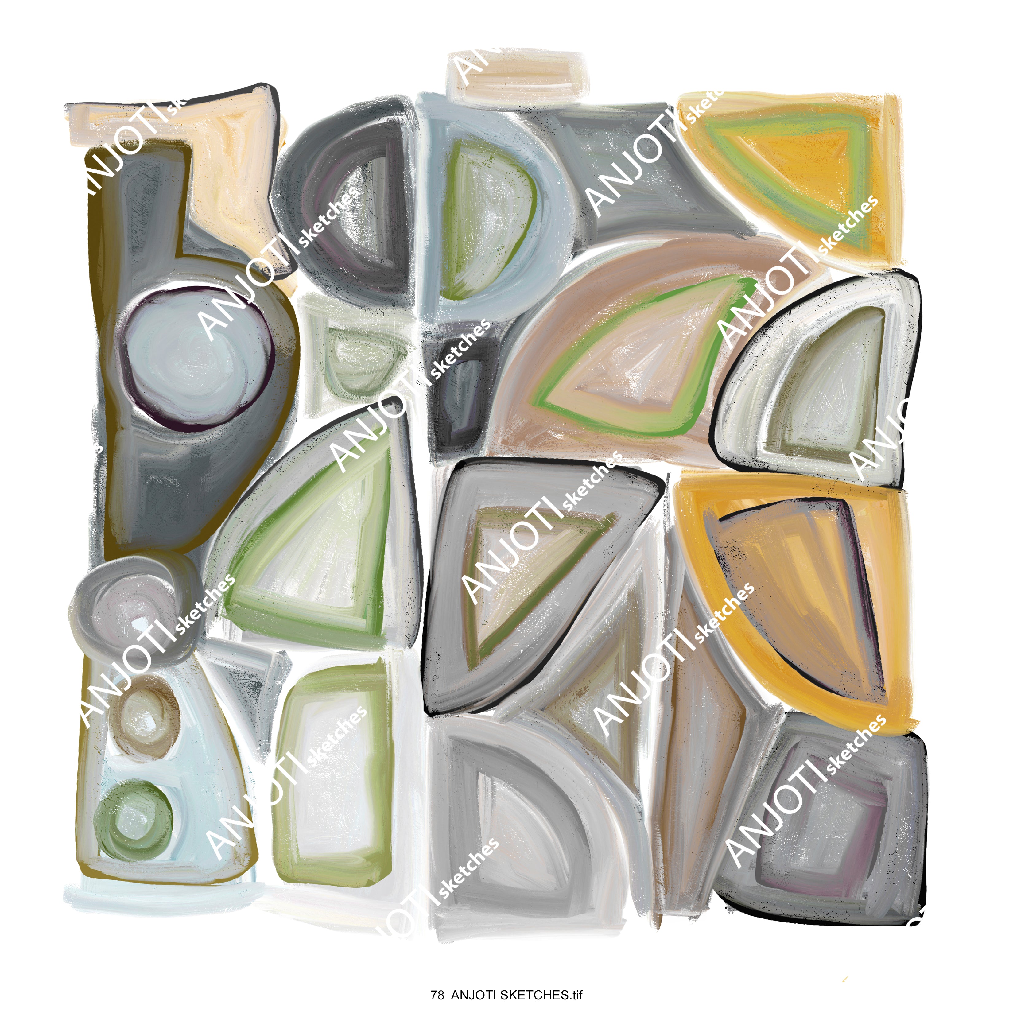 ANJOTI SKETCHES 78|Floral Geometric Abstract Wall Art Ideas with Stunning Multicolor Textures