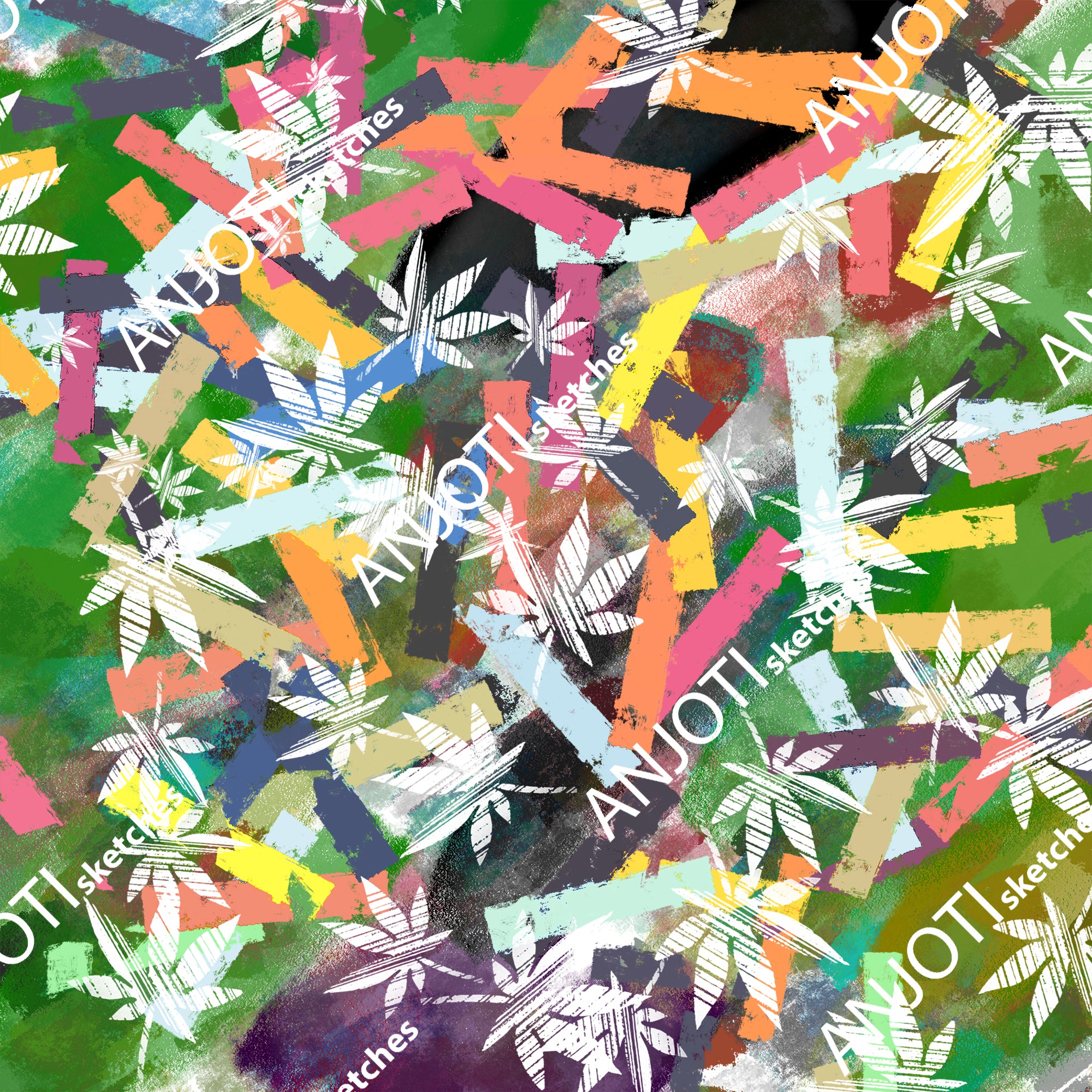 ANJOTI_SKETCHES_790_Beautiful Floral Geometric Abstract Wall Art in Multicolor Textures