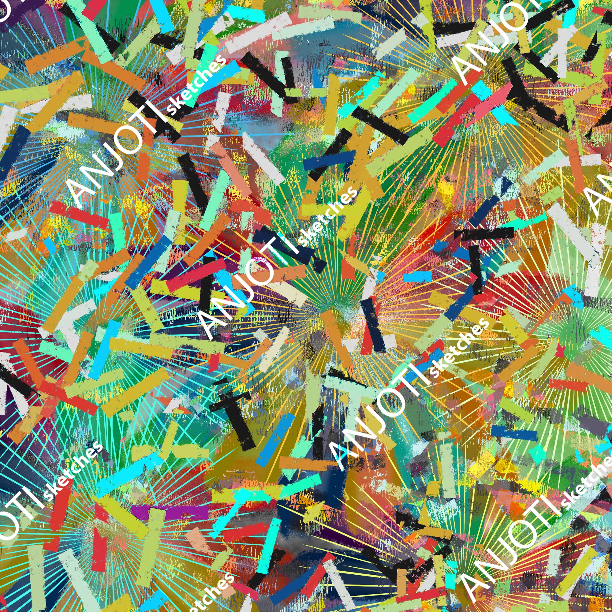 ANJOTI_SKETCHES_791_Multicolor Floral Geometric Texture Backgrounds in Abstract Wall Art