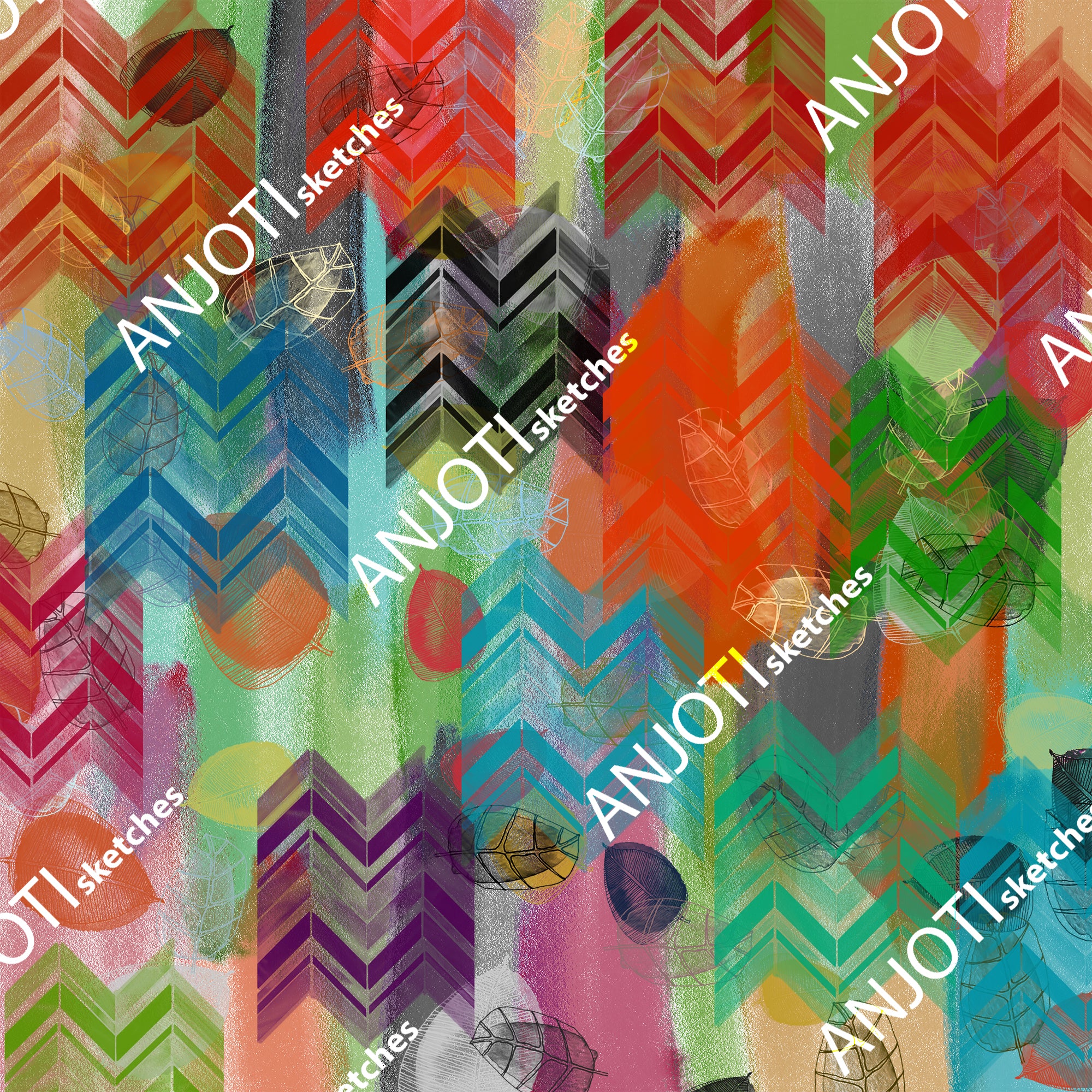ANJOTI_SKETCHES_794_Discover Stunning Multicolor Floral Geometric Abstract Wall Art Backgrounds
