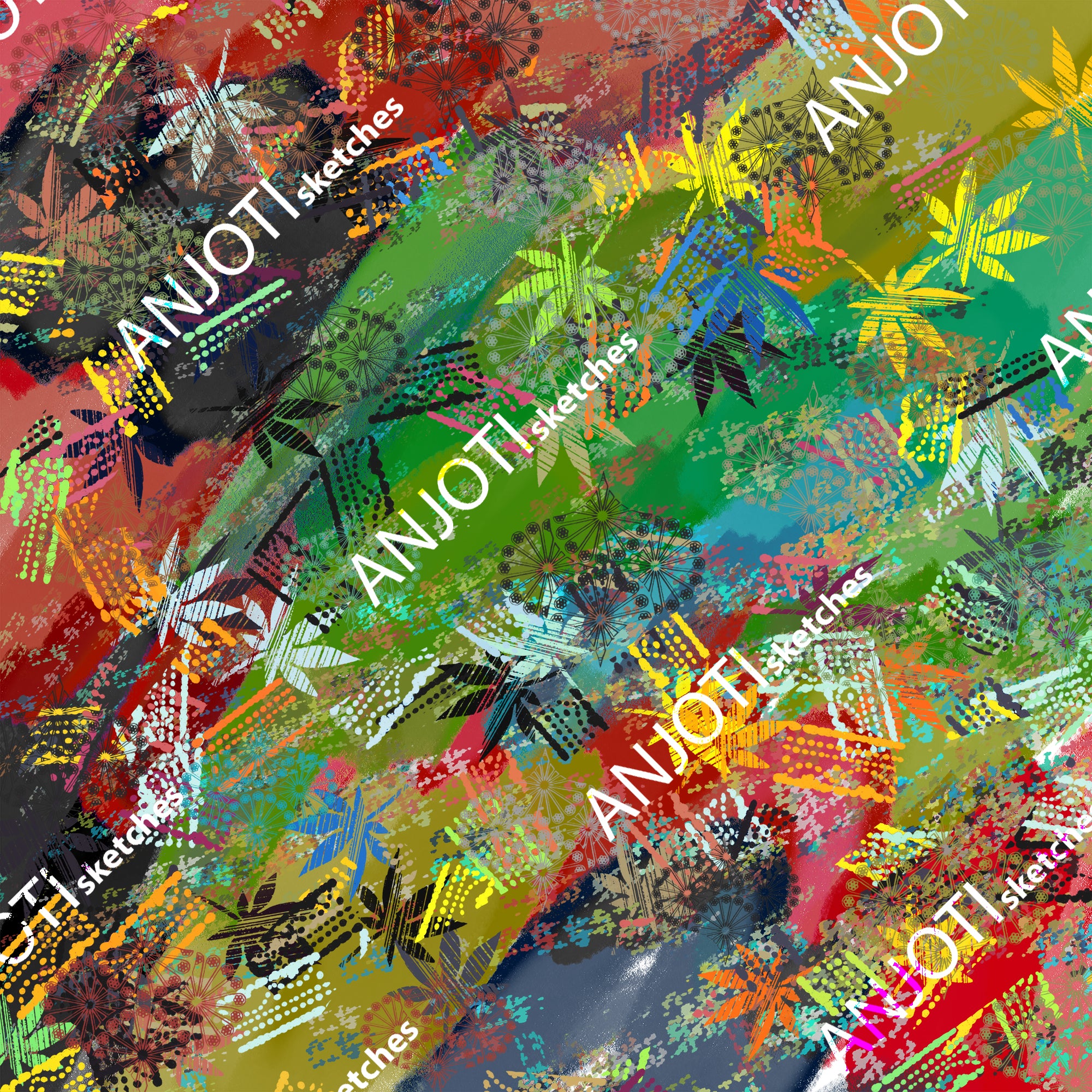 ANJOTI_SKETCHES_797_Floral Geometric Abstract Wall Art with Beautiful Multicolor Texture Backgrounds