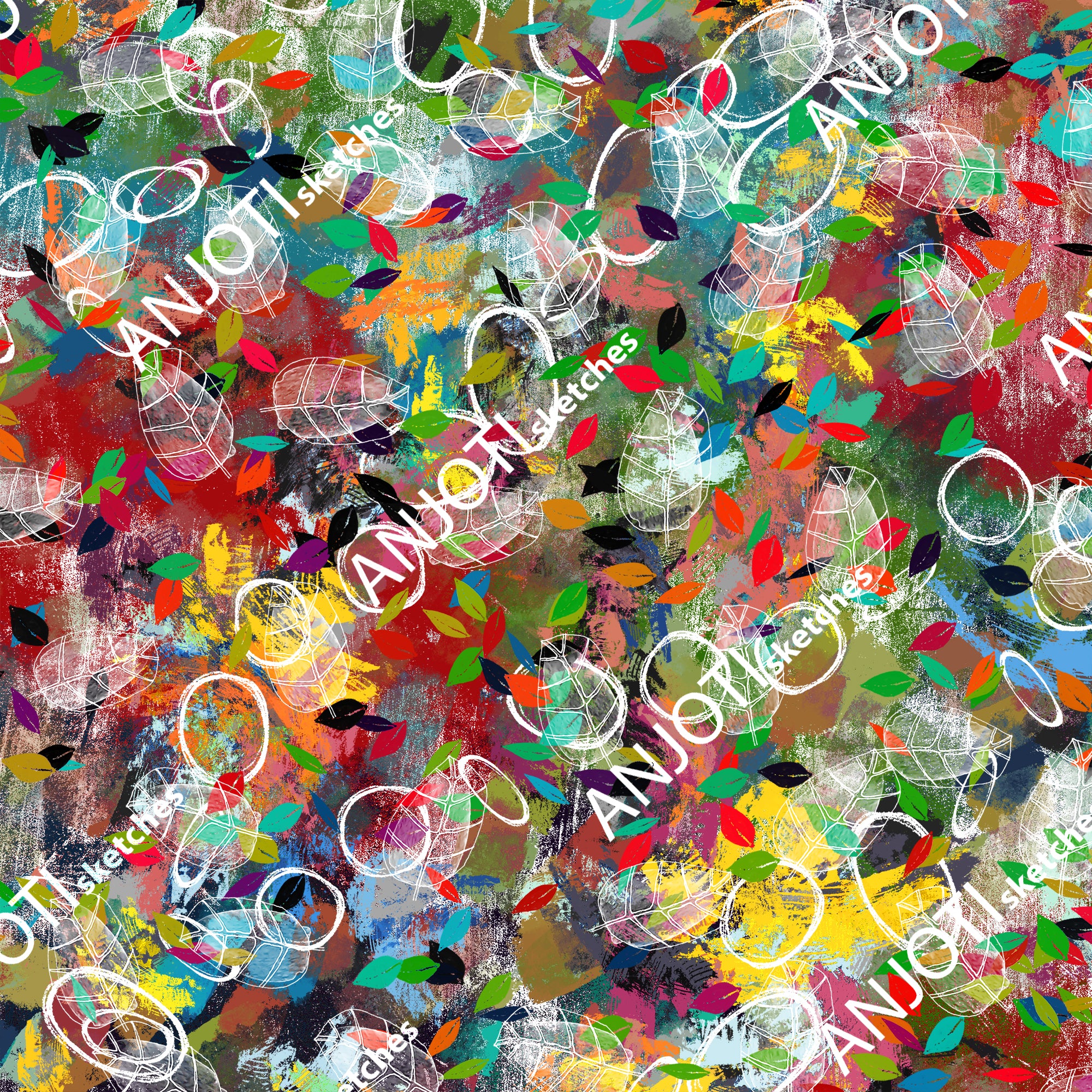 ANJOTI_SKETCHES_799_Enhance Your Space with Floral Geometric Abstract Wall Art and Texture Effects